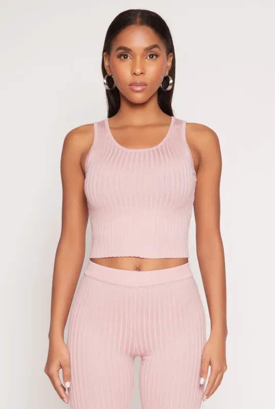 Daisy Ribbed Knit Cropped Tank Top sold by Rainbow