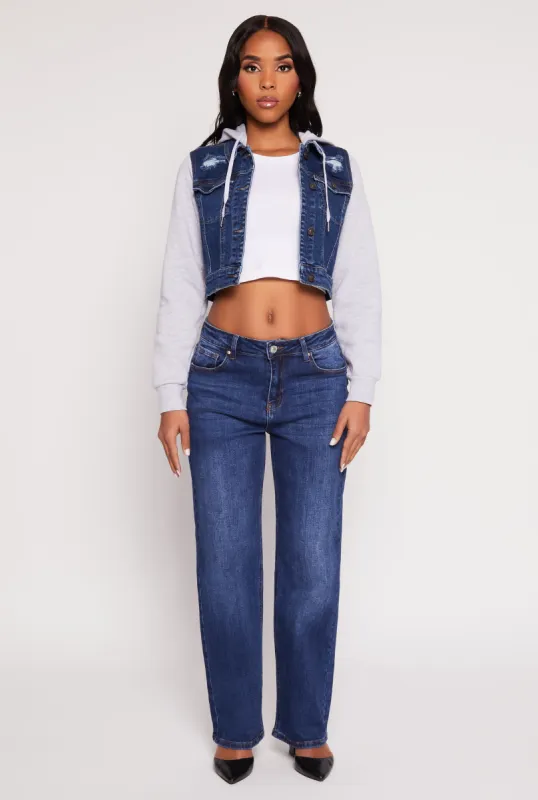 WAX Distressed Hooded Jean Jacket sold by Rainbow