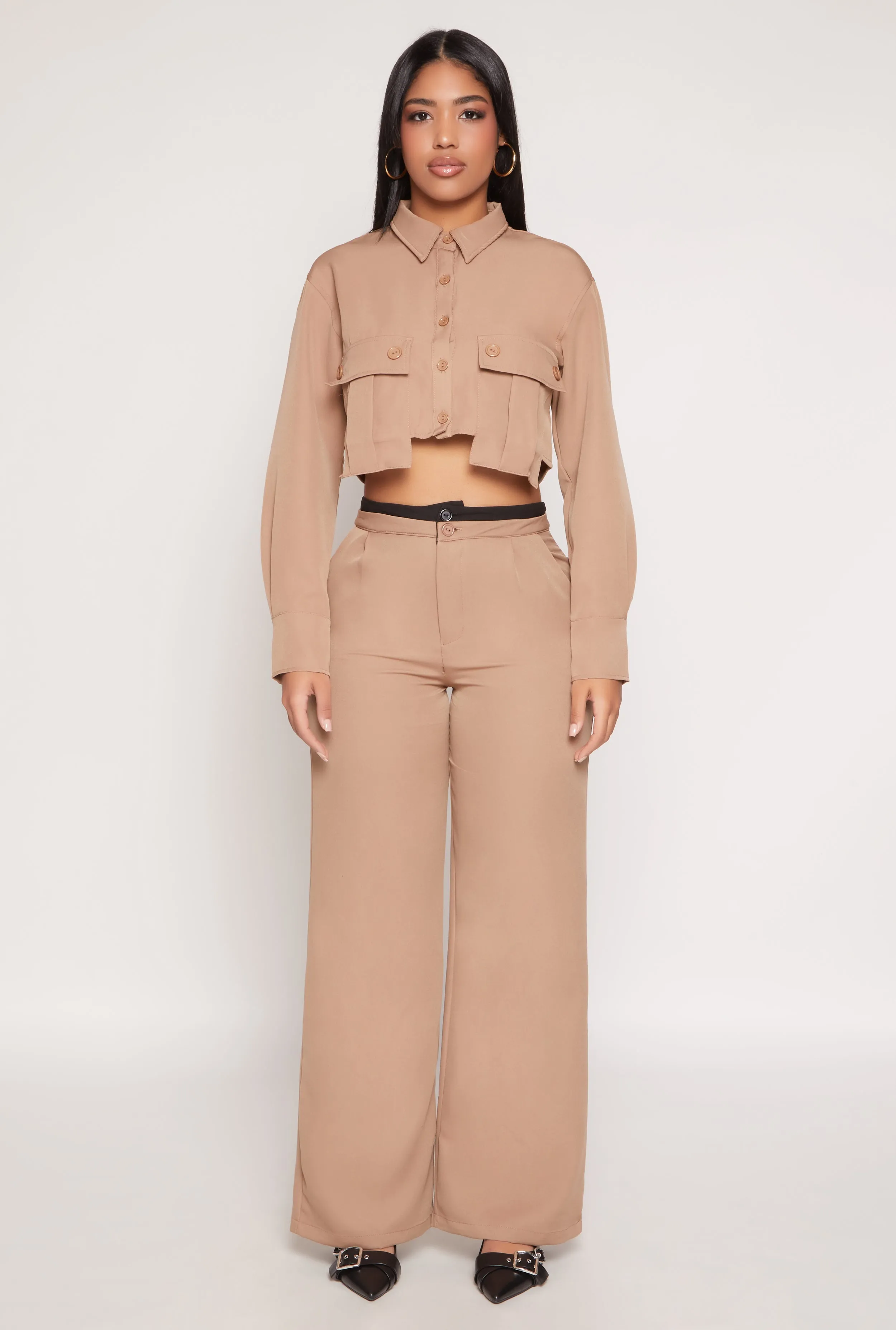 Two Button Wide Leg Pants sold by Rainbow