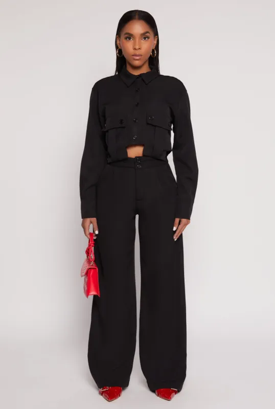 Two Button Wide Leg Pants sold by Rainbow