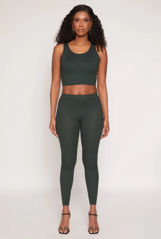 Daisy Ribbed Knit High Waisted Leggings sold by Rainbow