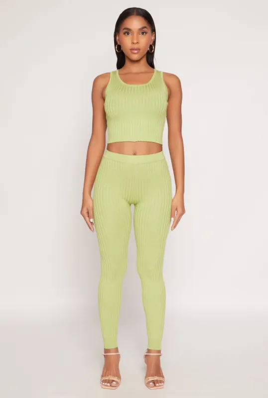 Daisy Ribbed Knit High Waisted Leggings sold by Rainbow