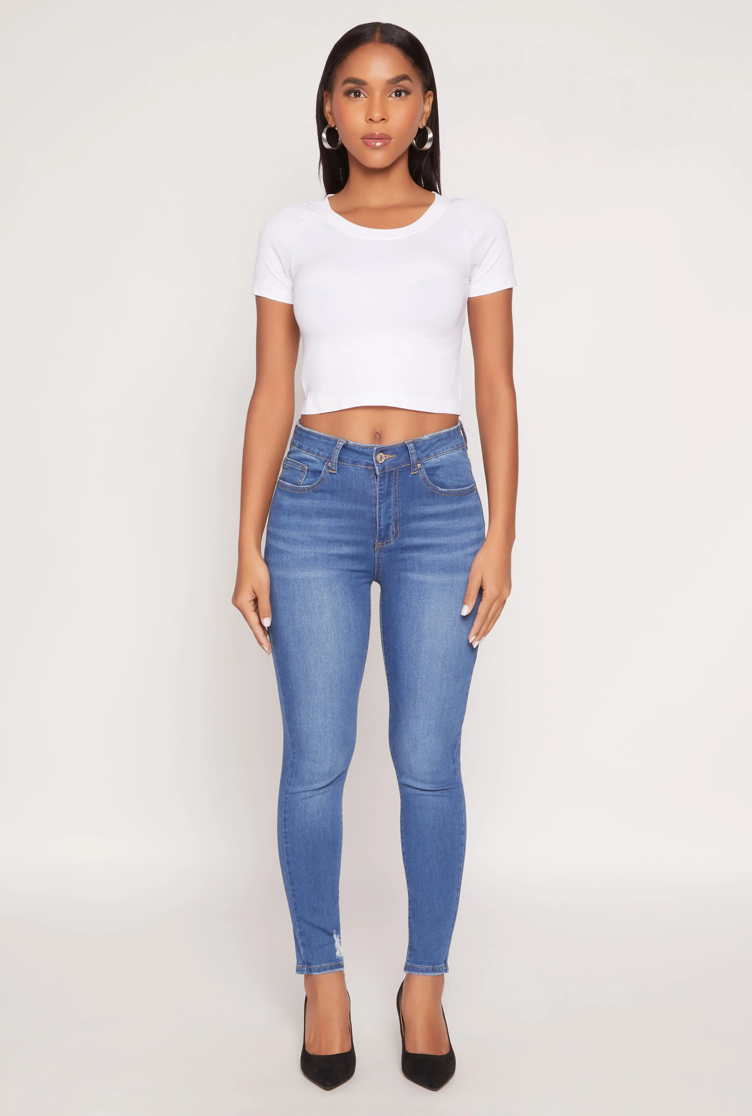 WAX Frayed Detail Skinny Jeans sold by Rainbow