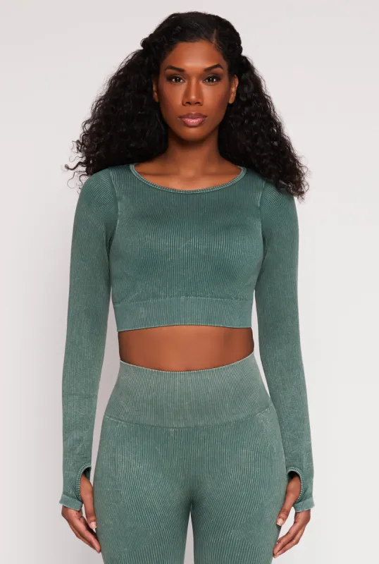 Daisy Ribbed Knit Long Sleeve Crop Top sold by Rainbow