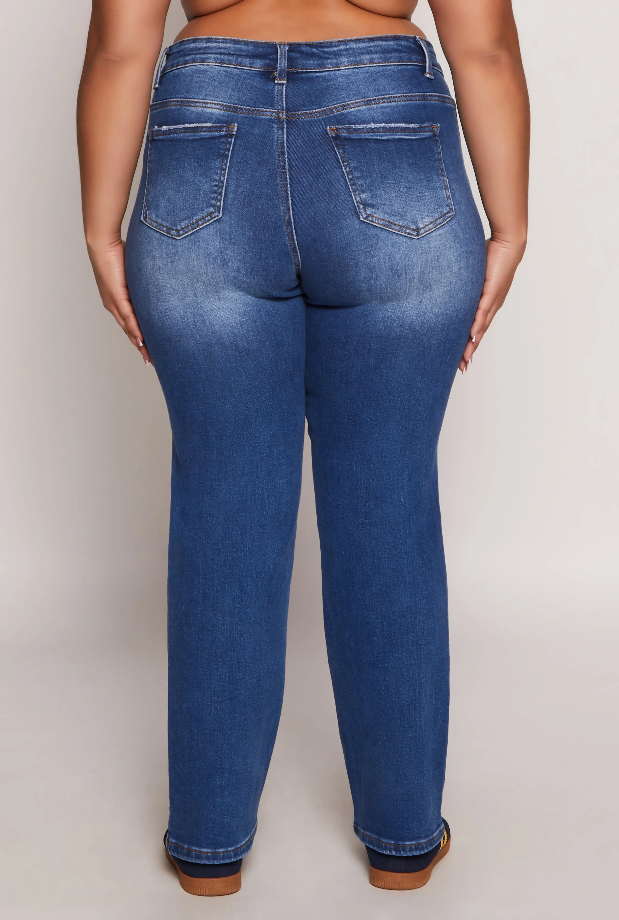 Plus Size WAX Frayed Detail Straight Leg Jeans sold by Rainbow product image thumbnail 5