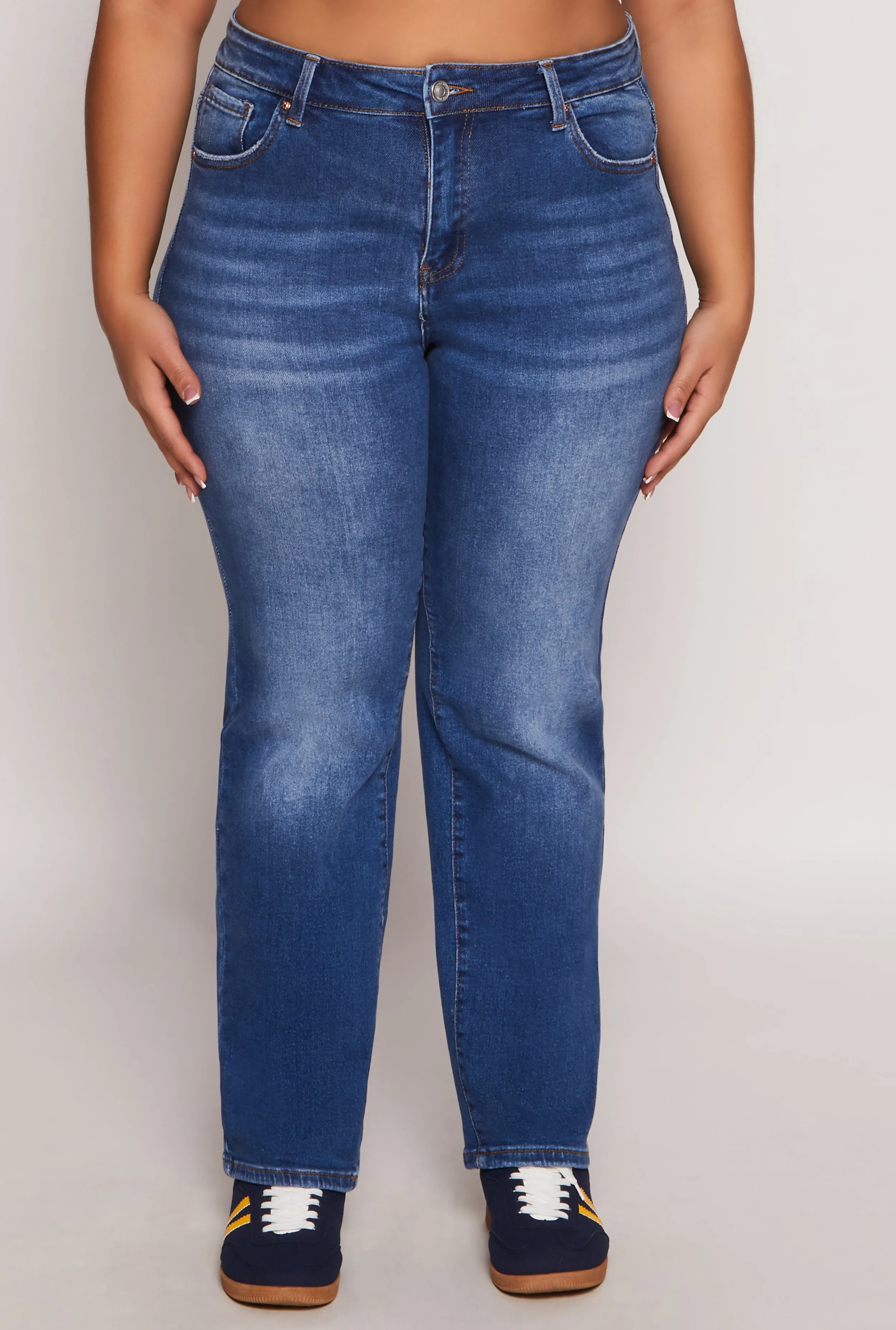 Plus Size WAX Frayed Detail Straight Leg Jeans sold by Rainbow product image thumbnail 3