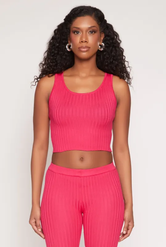 Daisy Ribbed Knit Cropped Tank Top sold by Rainbow