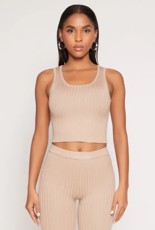 Daisy Ribbed Knit Cropped Tank Top sold by Rainbow