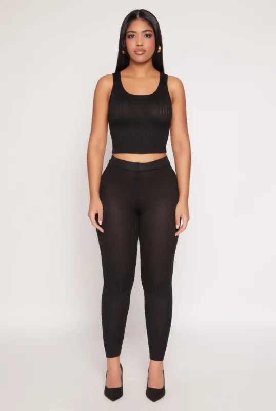 Daisy Ribbed Knit High Waisted Leggings sold by Rainbow