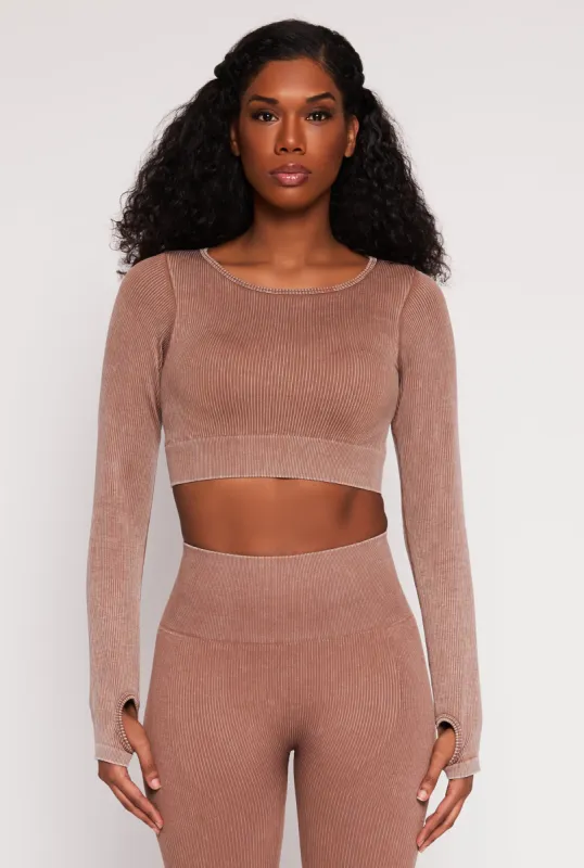 Daisy Ribbed Knit Long Sleeve Crop Top sold by Rainbow