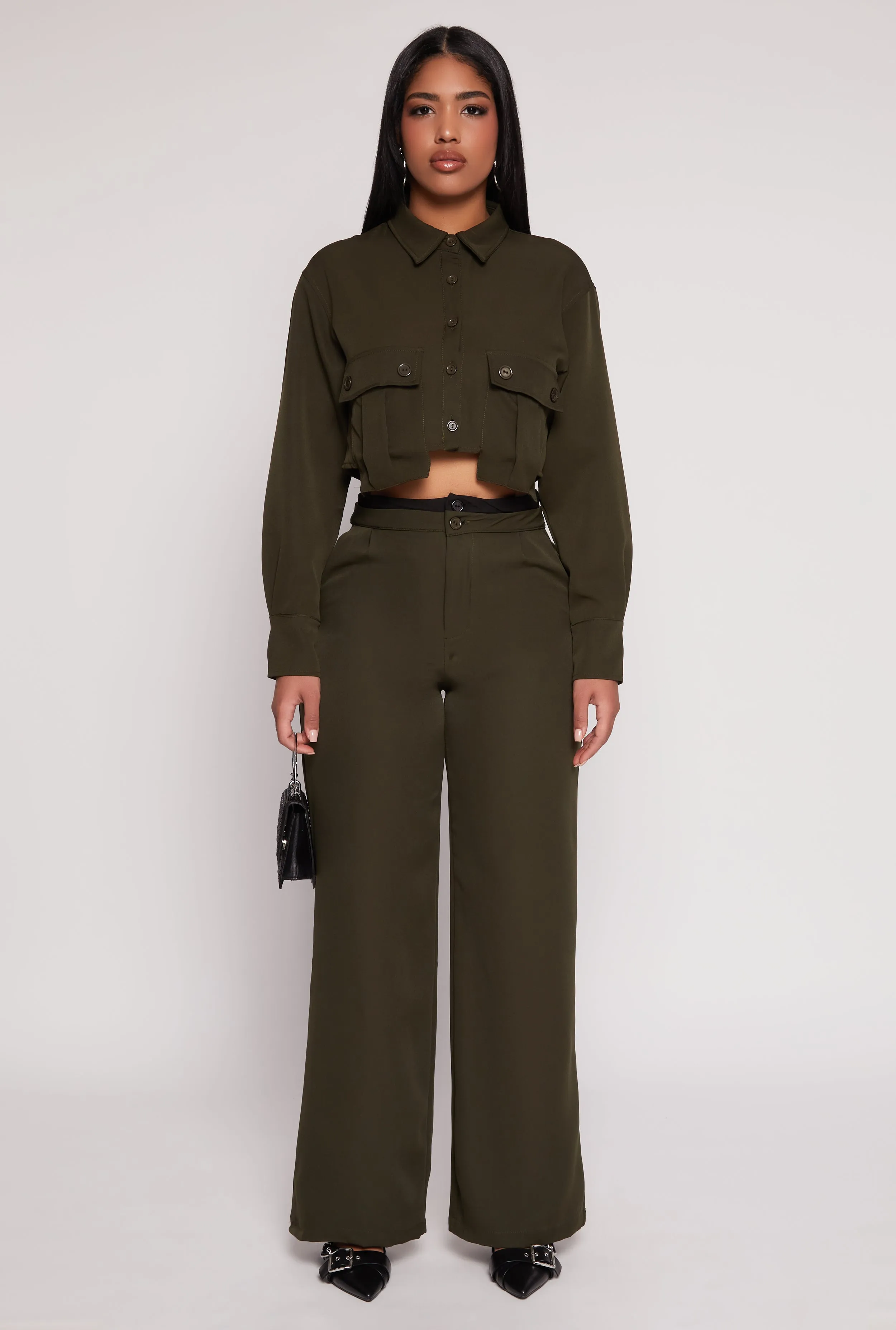 Two Button Wide Leg Pants sold by Rainbow