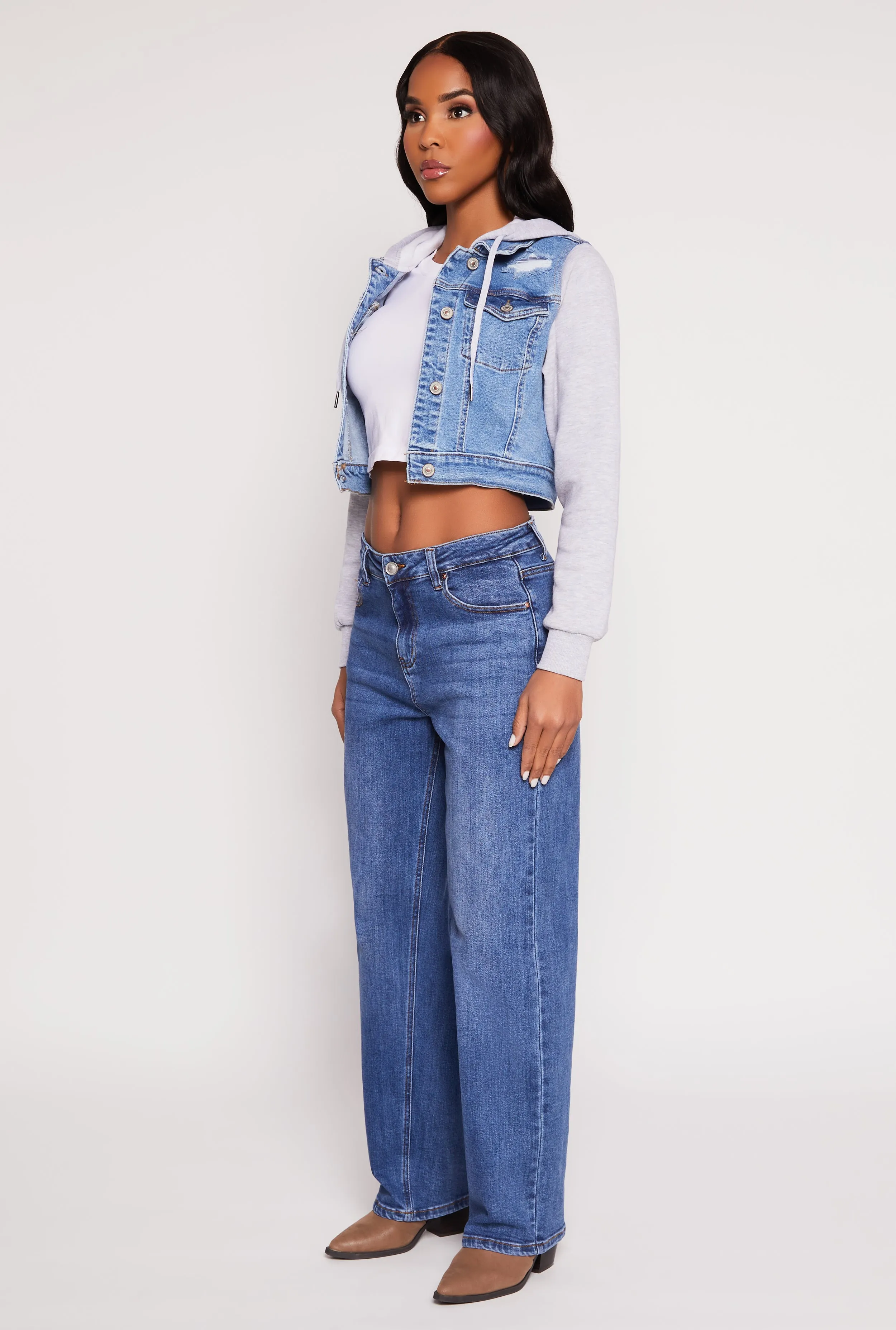 WAX Distressed Hooded Jean Jacket sold by Rainbow product image thumbnail 3