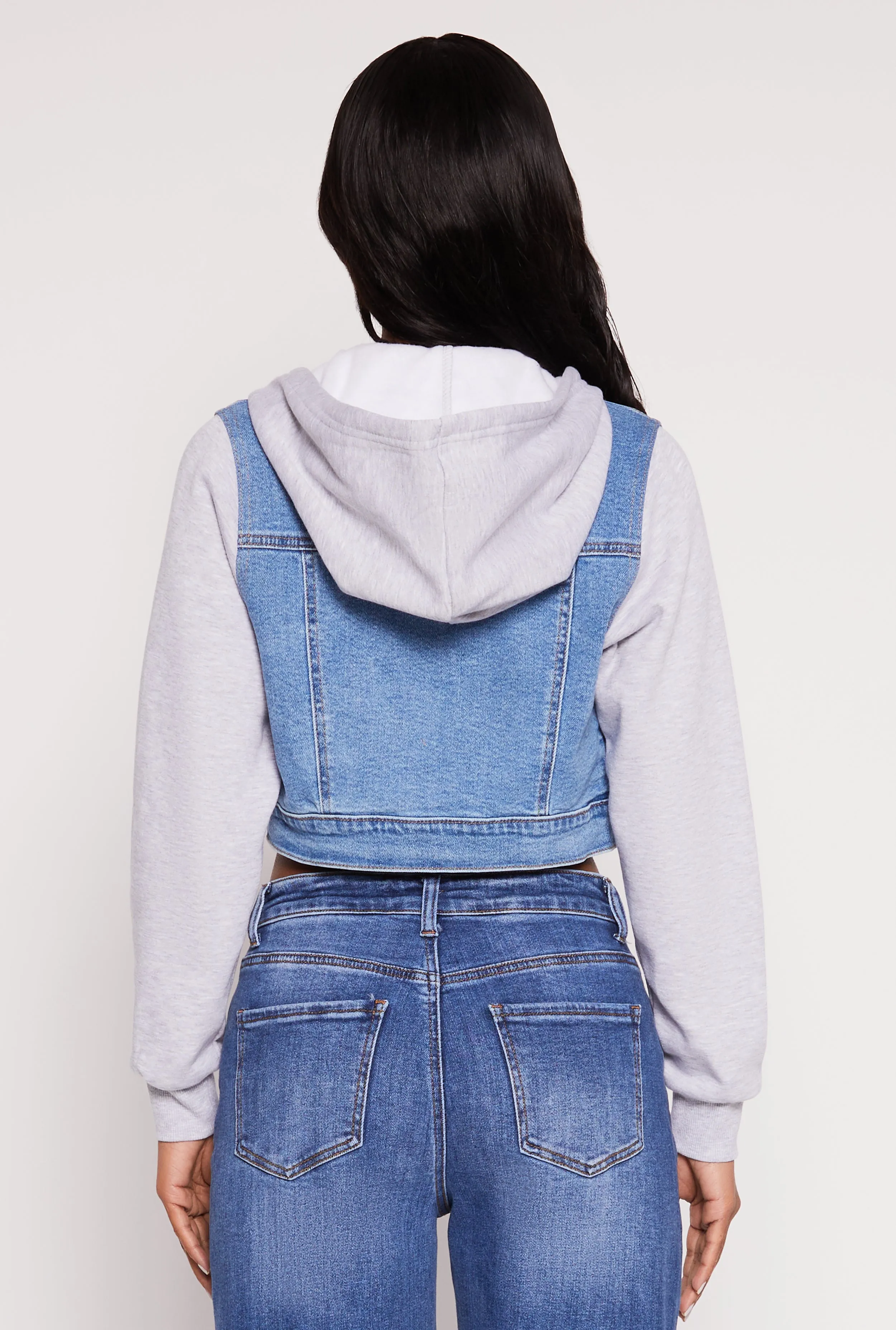 WAX Distressed Hooded Jean Jacket sold by Rainbow product image thumbnail 5