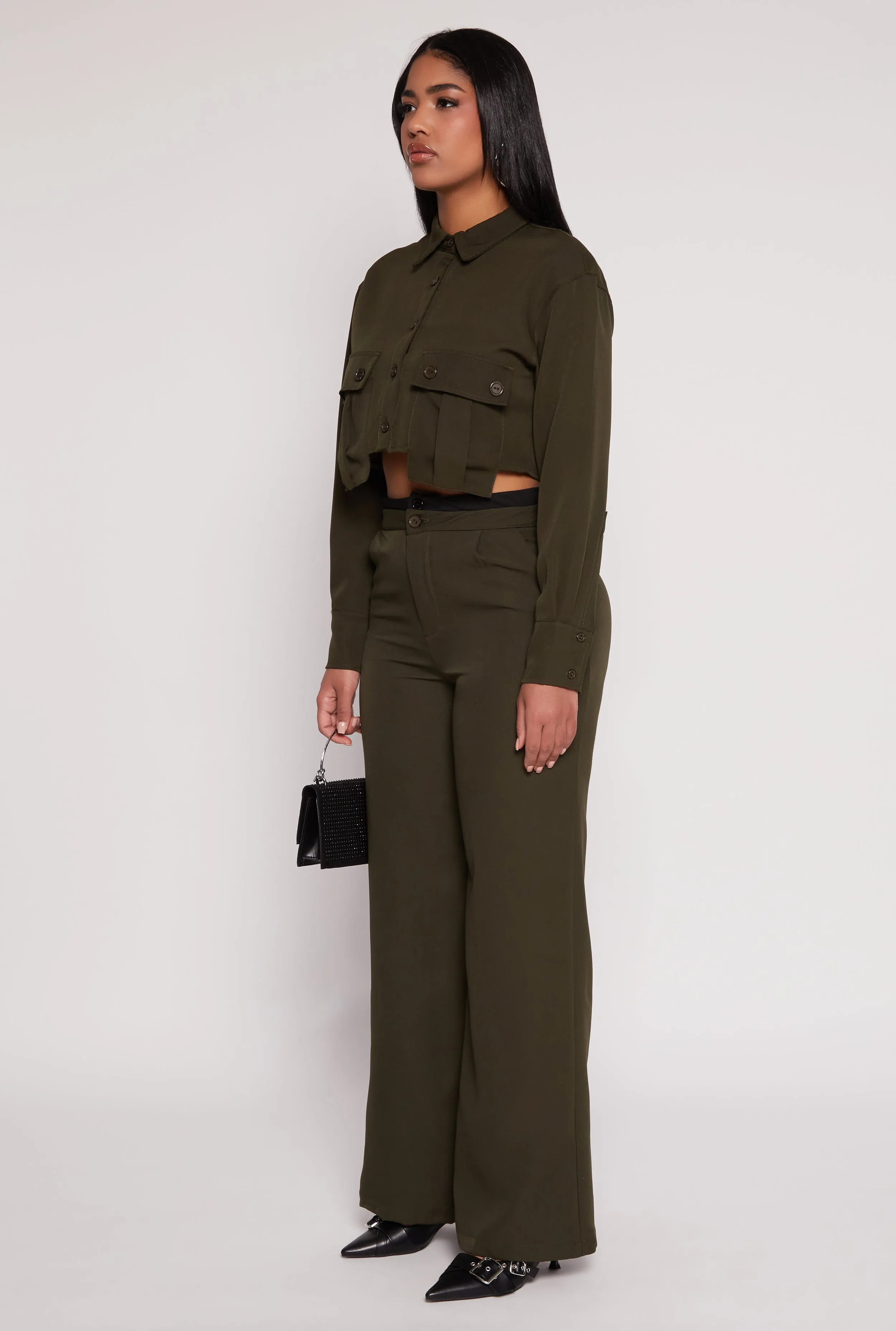 Cargo Pocket Cropped Shirt sold by Rainbow product image thumbnail 3