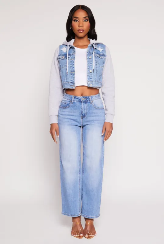 WAX Distressed Hooded Jean Jacket sold by Rainbow