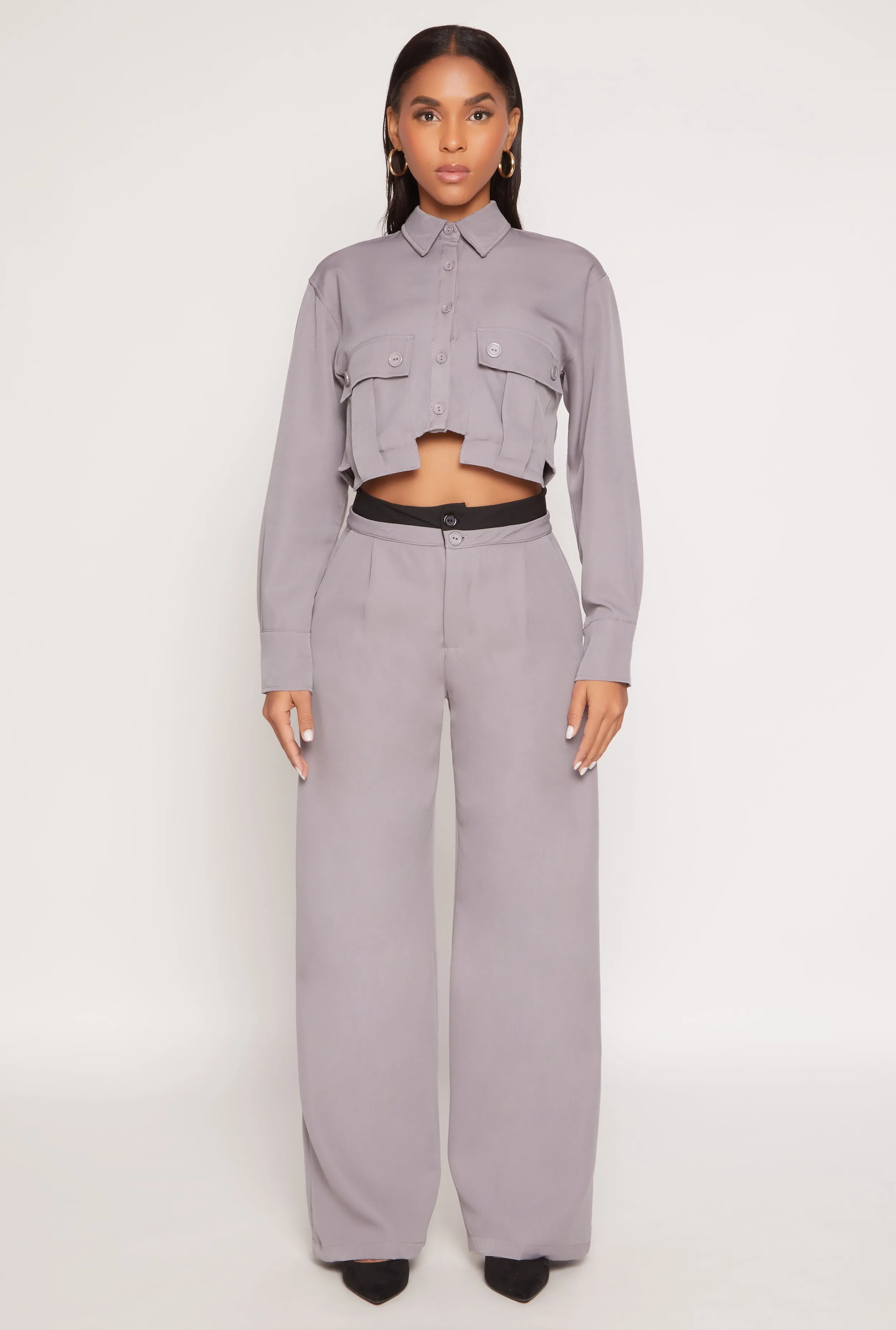 Cargo Pocket Cropped Shirt sold by Rainbow product image thumbnail 2