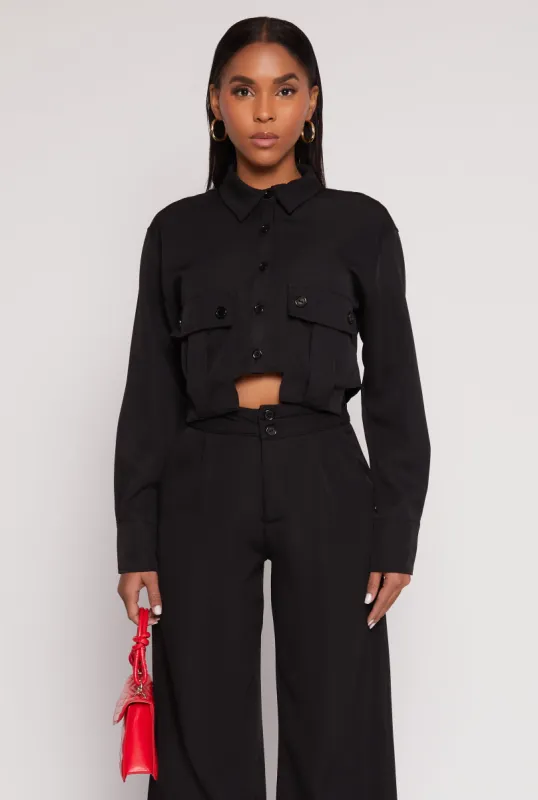 Cargo Pocket Cropped Shirt sold by Rainbow