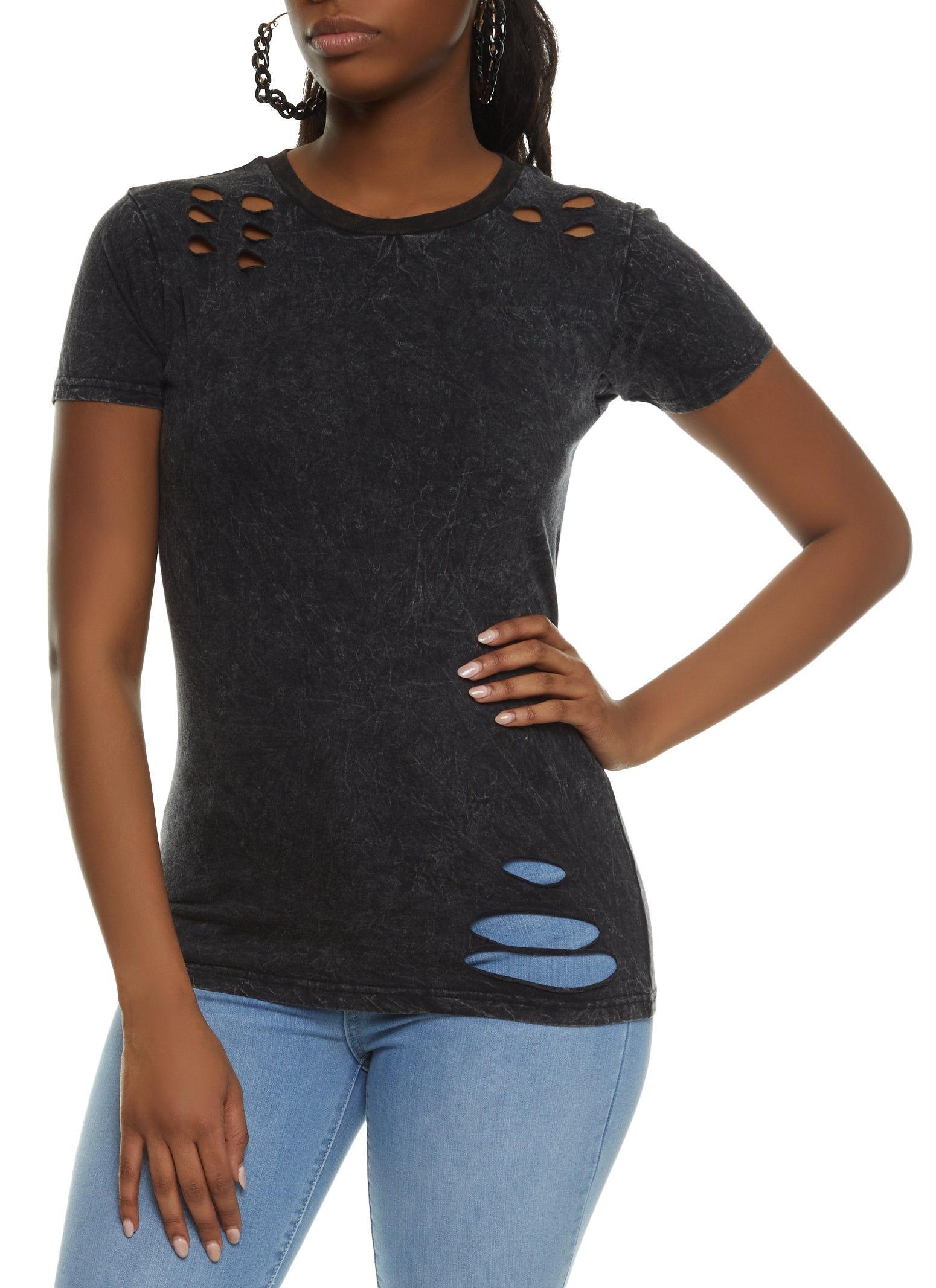 Laser Cut Crew Neck Tee sold by Rainbow