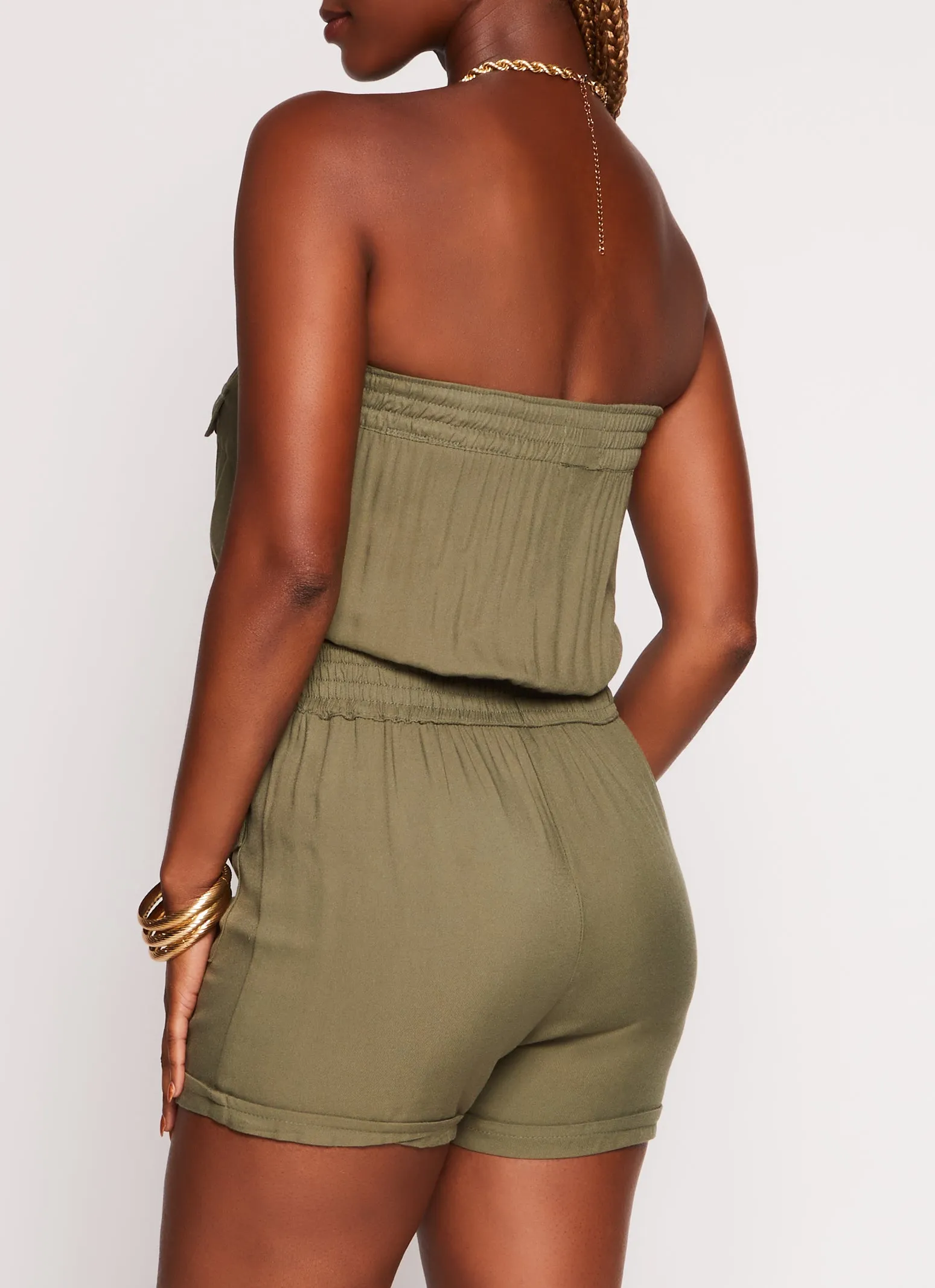 Strapless Tie Waist Utility Romper sold by Rainbow product image thumbnail 3