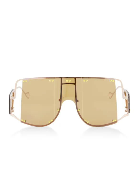 Metallic Cut Out Rim Sunglasses sold by Rainbow