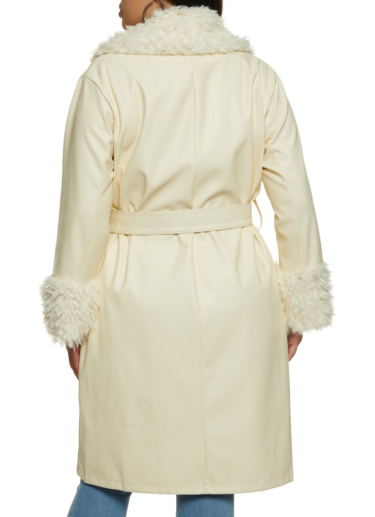 Plus Size Faux Fur Trim Belted Trench Coat sold by Rainbow product image thumbnail 3