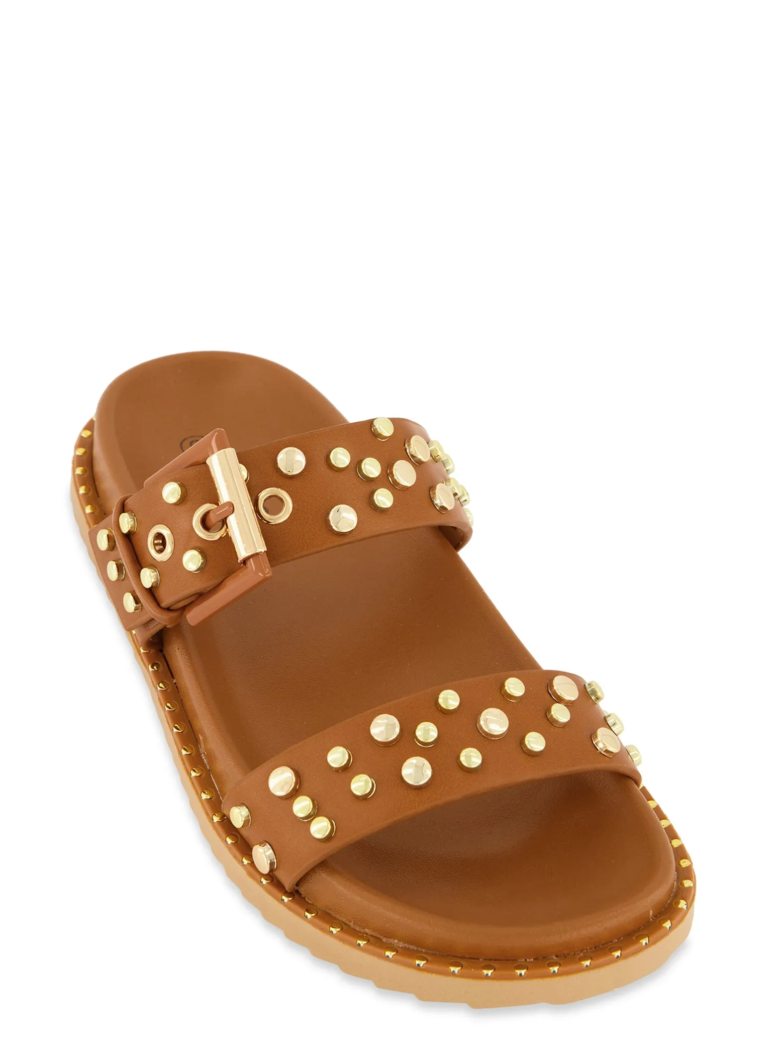 Studded Double Band Footbed Slide Sandals sold by Rainbow