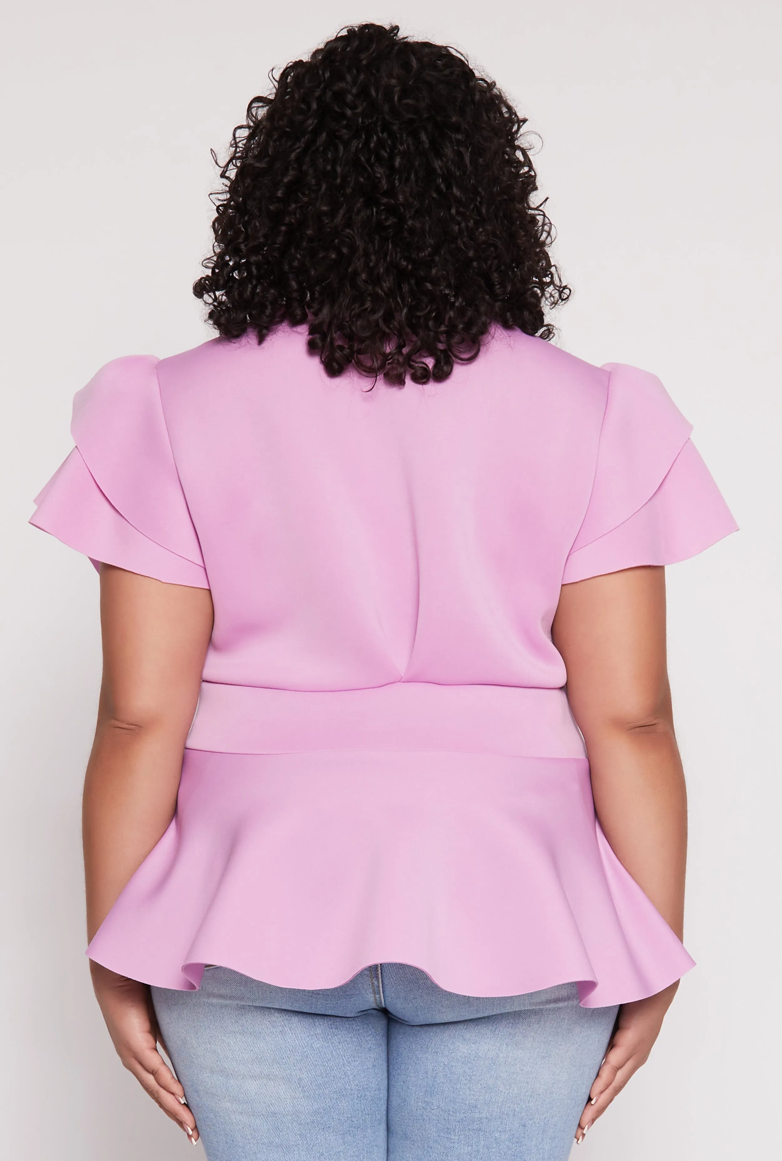 Plus Size Tiered Sleeve Tie Waist Peplum Top sold by Rainbow product image thumbnail 5