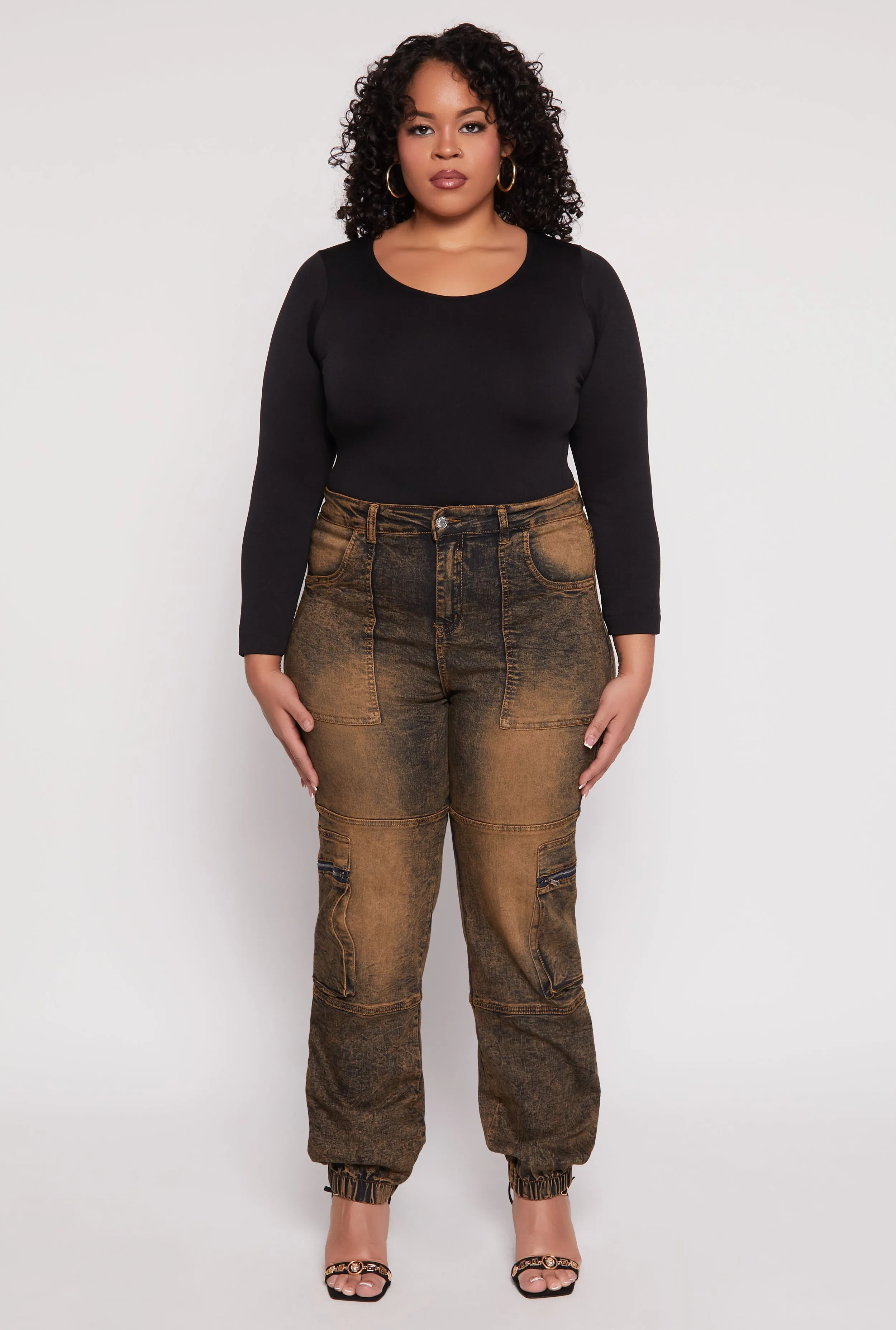 Plus Size Denim Carpenter Cargo Joggers sold by Rainbow