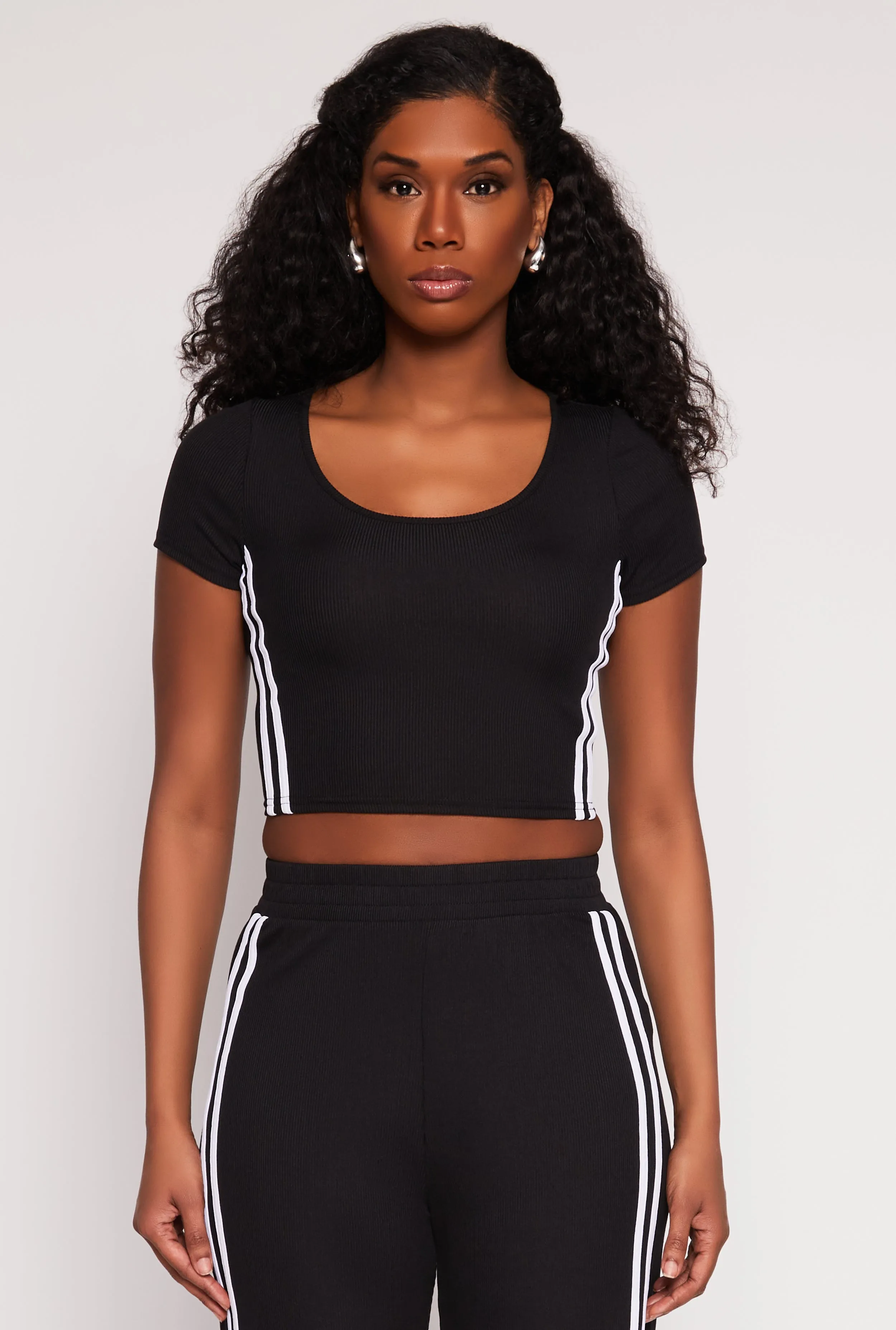 Varsity Stripe Short Sleeve Crop Top sold by Rainbow