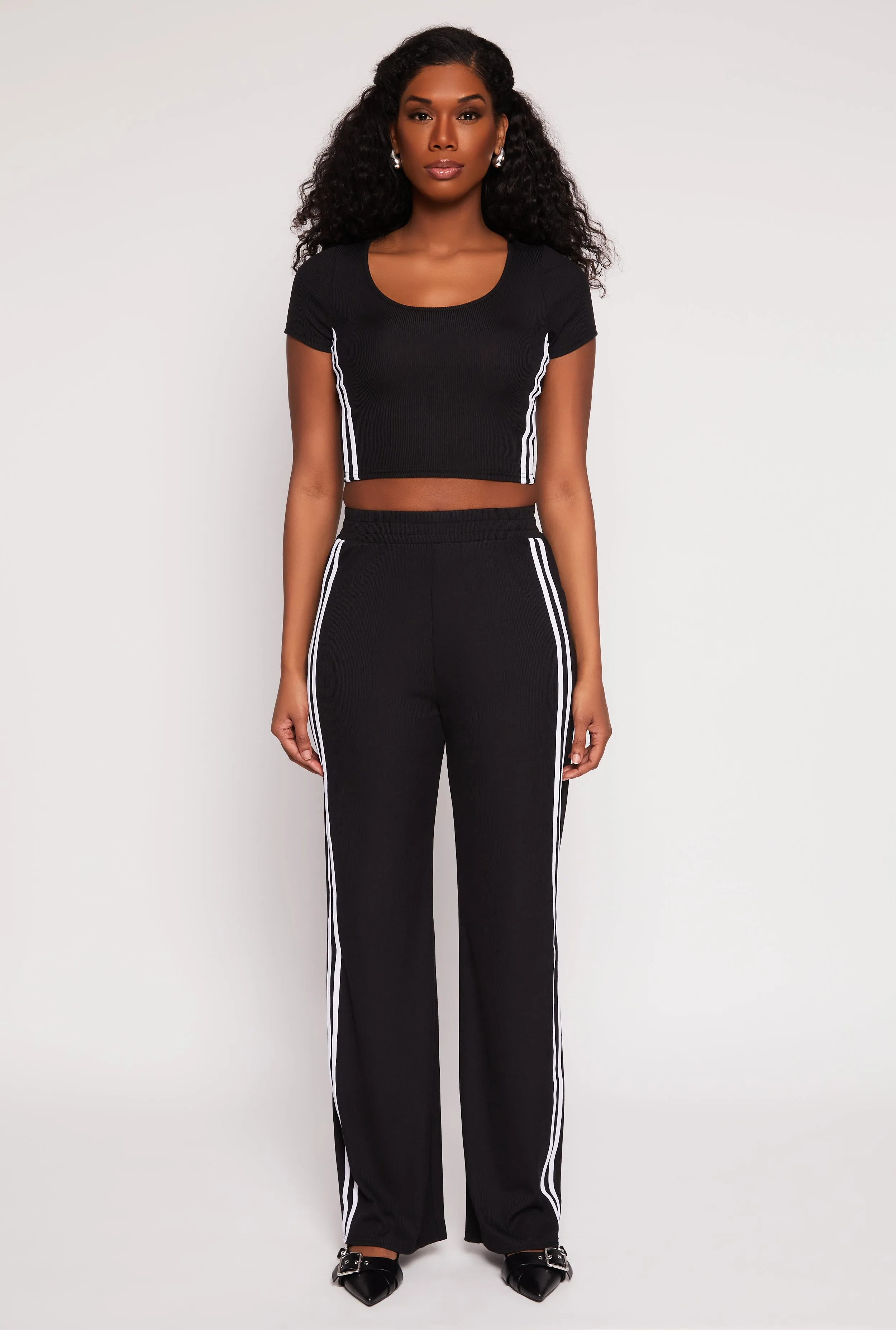 Varsity Stripe Short Sleeve Crop Top sold by Rainbow product image thumbnail 2