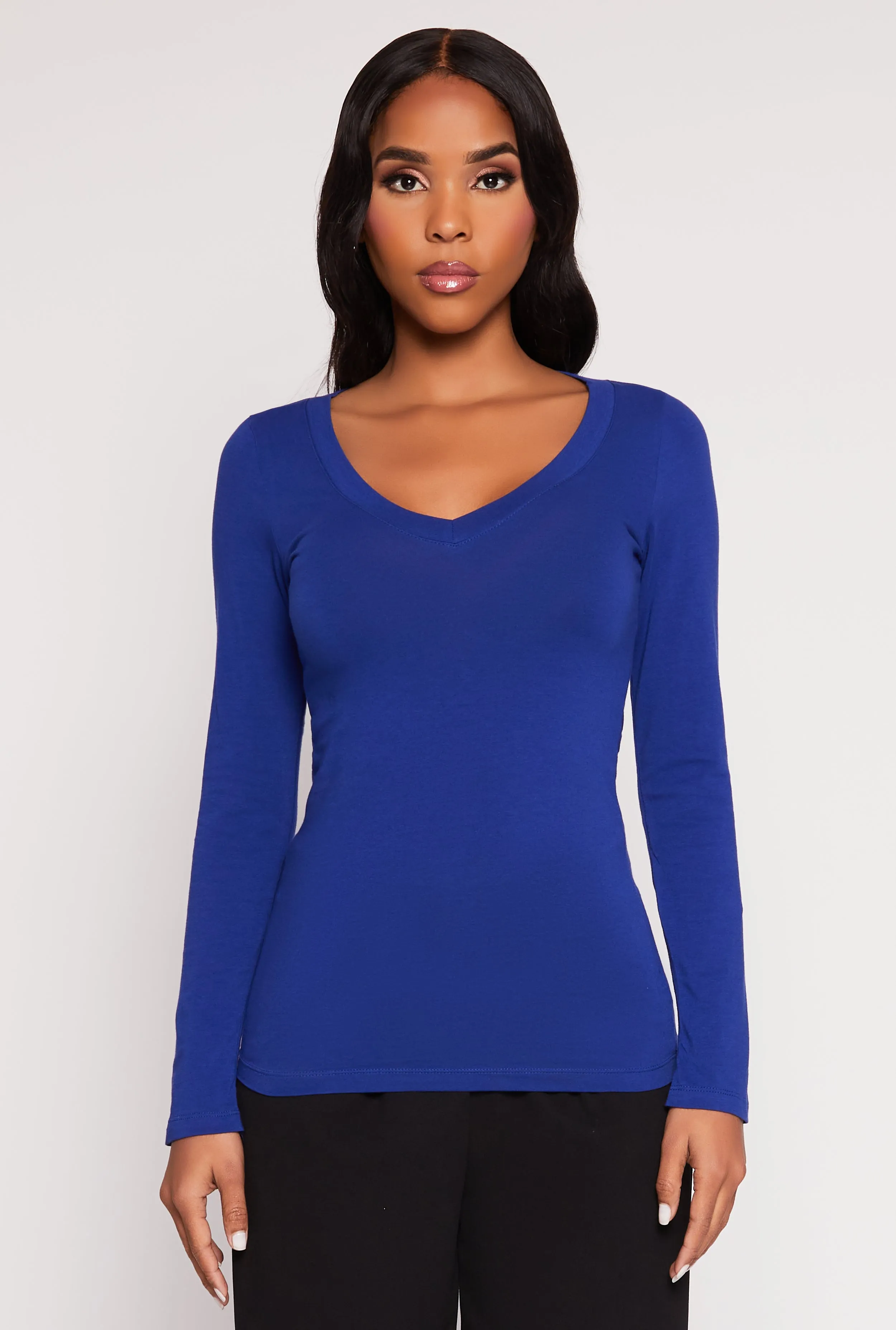 Basic Long Sleeve V Neck Tee sold by Rainbow product image thumbnail 2