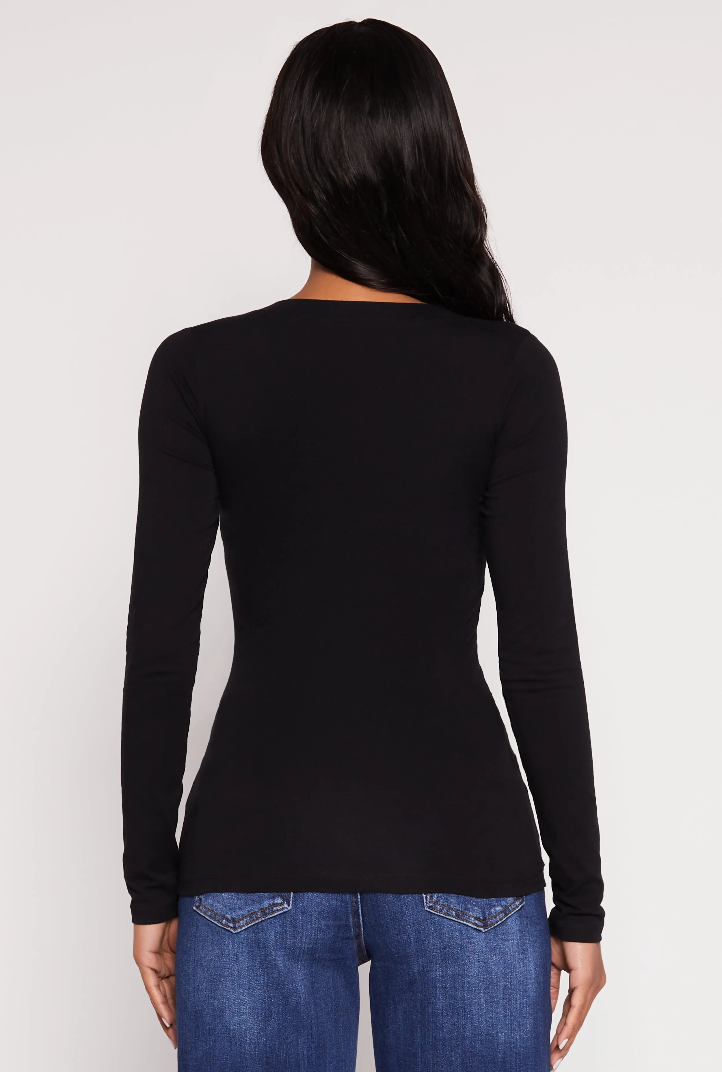 Basic Long Sleeve V Neck Tee sold by Rainbow product image thumbnail 5