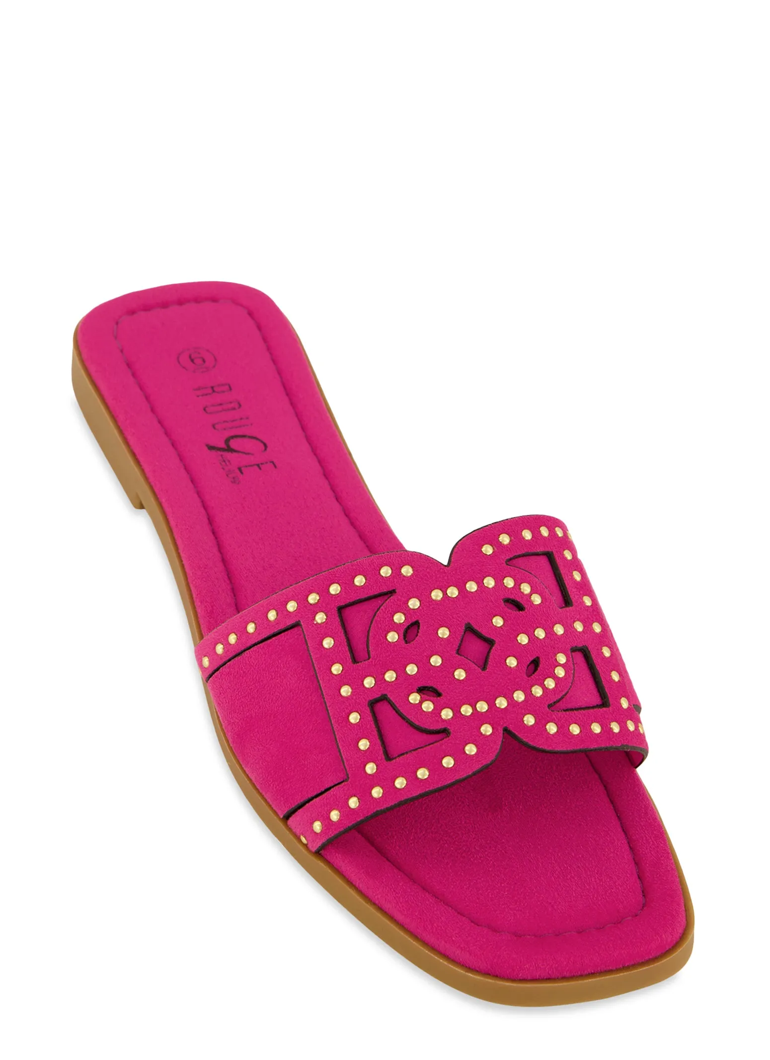 Studded Cut Out Band Slide Sandals sold by Rainbow