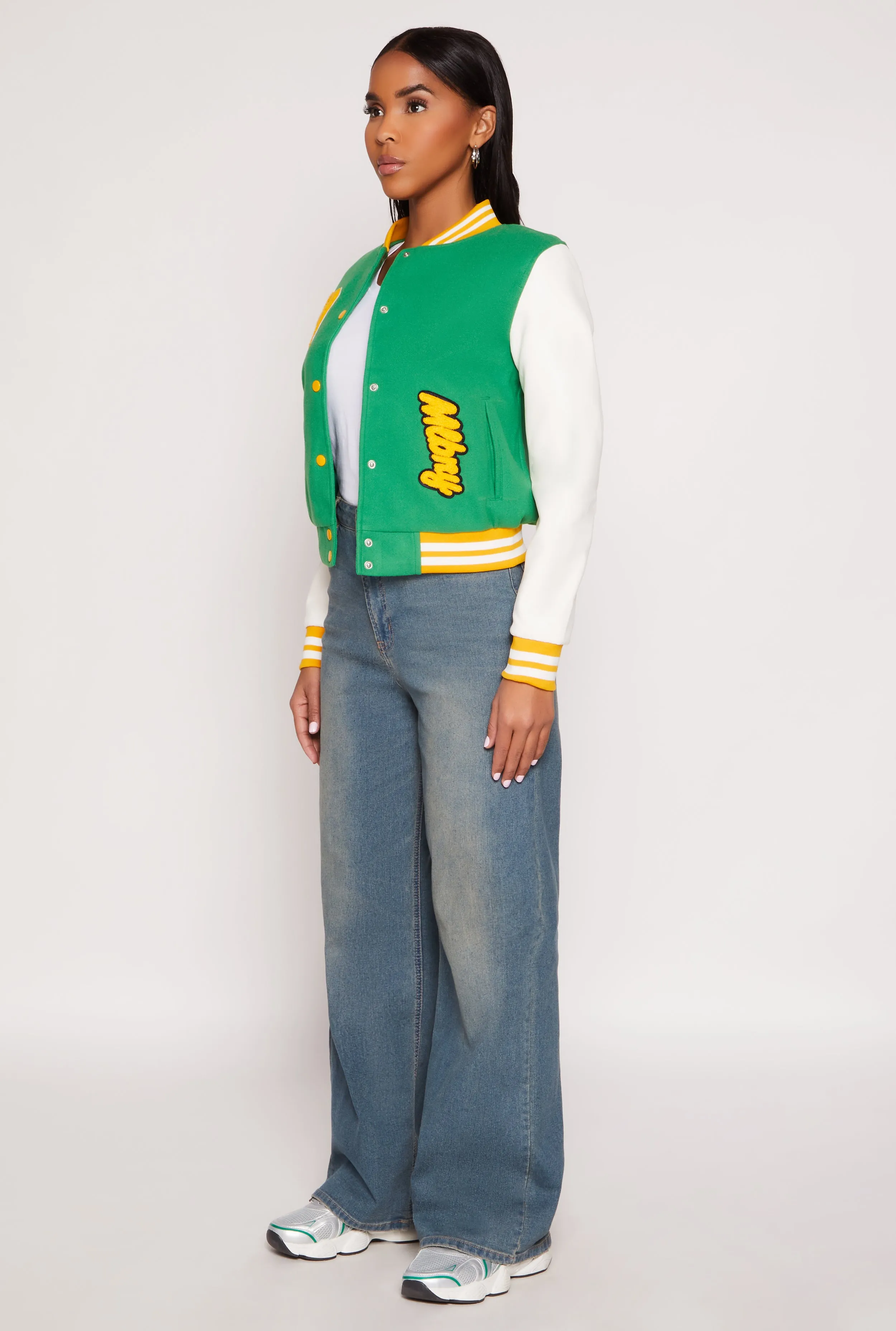 Daisy B Initial Baseball Patch Varsity Jacket sold by Rainbow product image thumbnail 3
