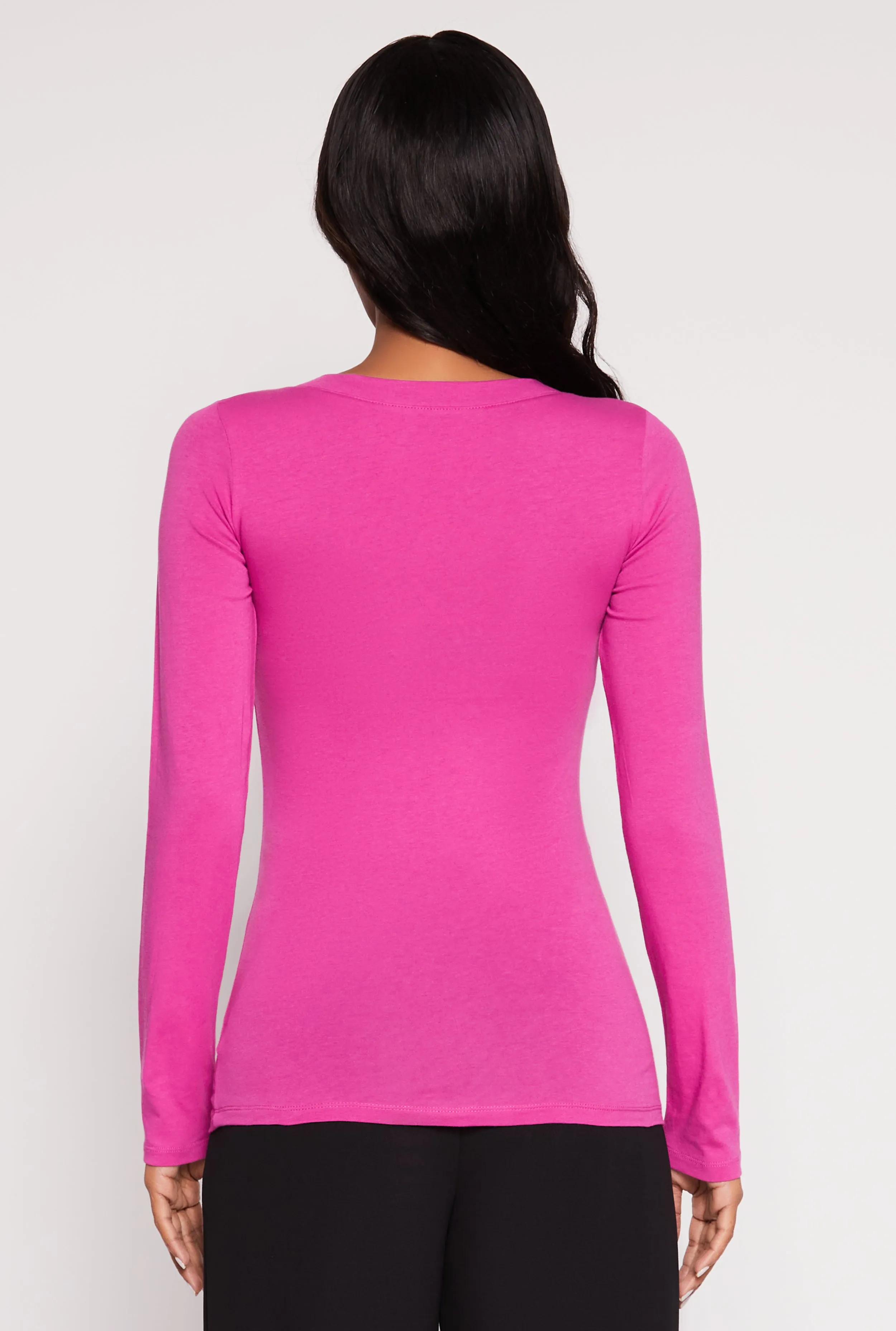 Basic Long Sleeve V Neck Tee sold by Rainbow product image thumbnail 5