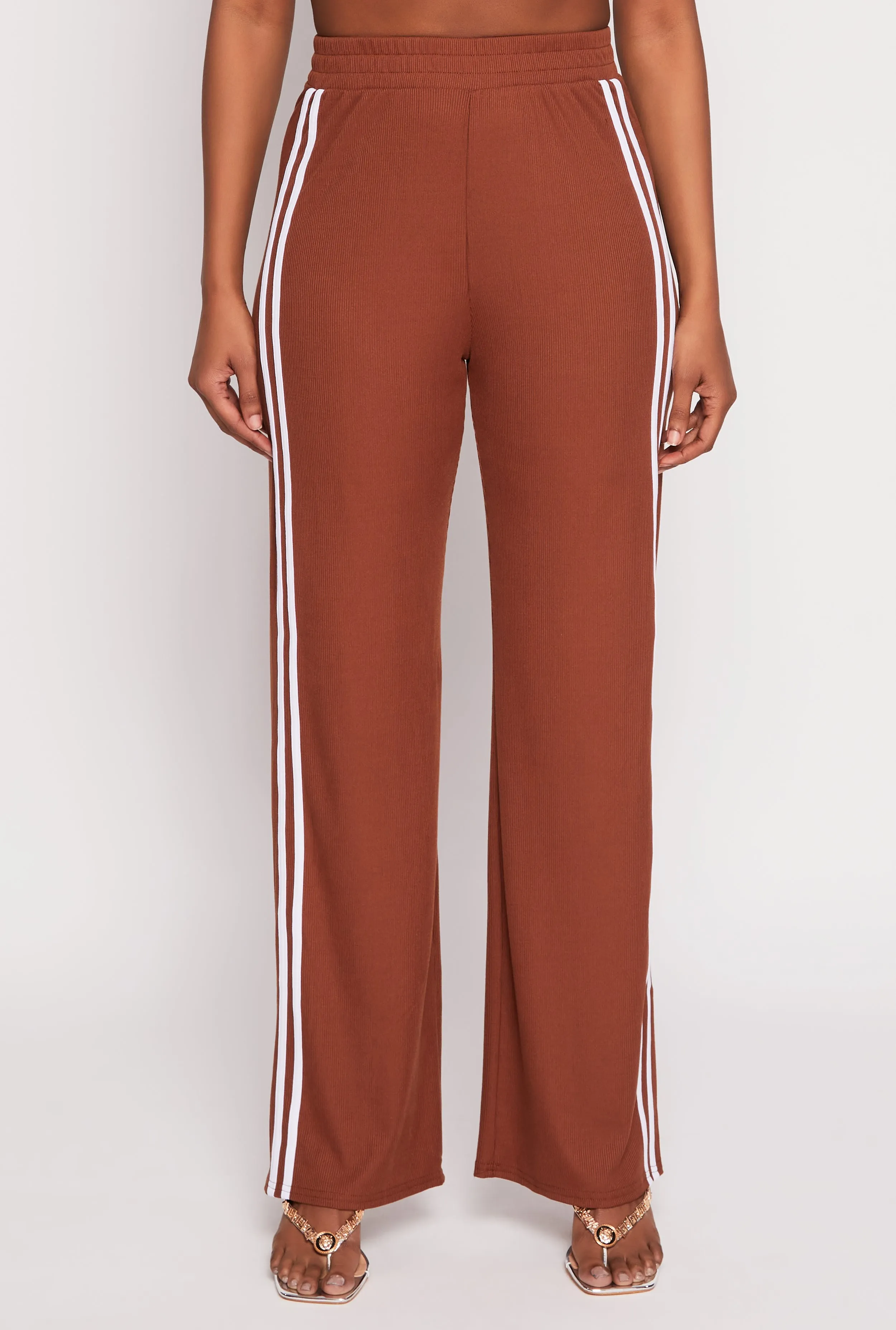Rib Knit Varsity Stripe Wide Leg Pants sold by Rainbow product image thumbnail 2