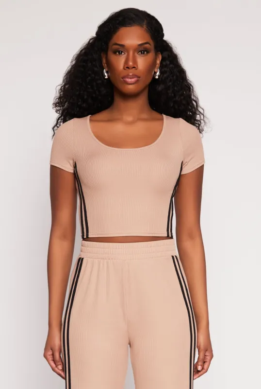 Varsity Stripe Short Sleeve Crop Top sold by Rainbow