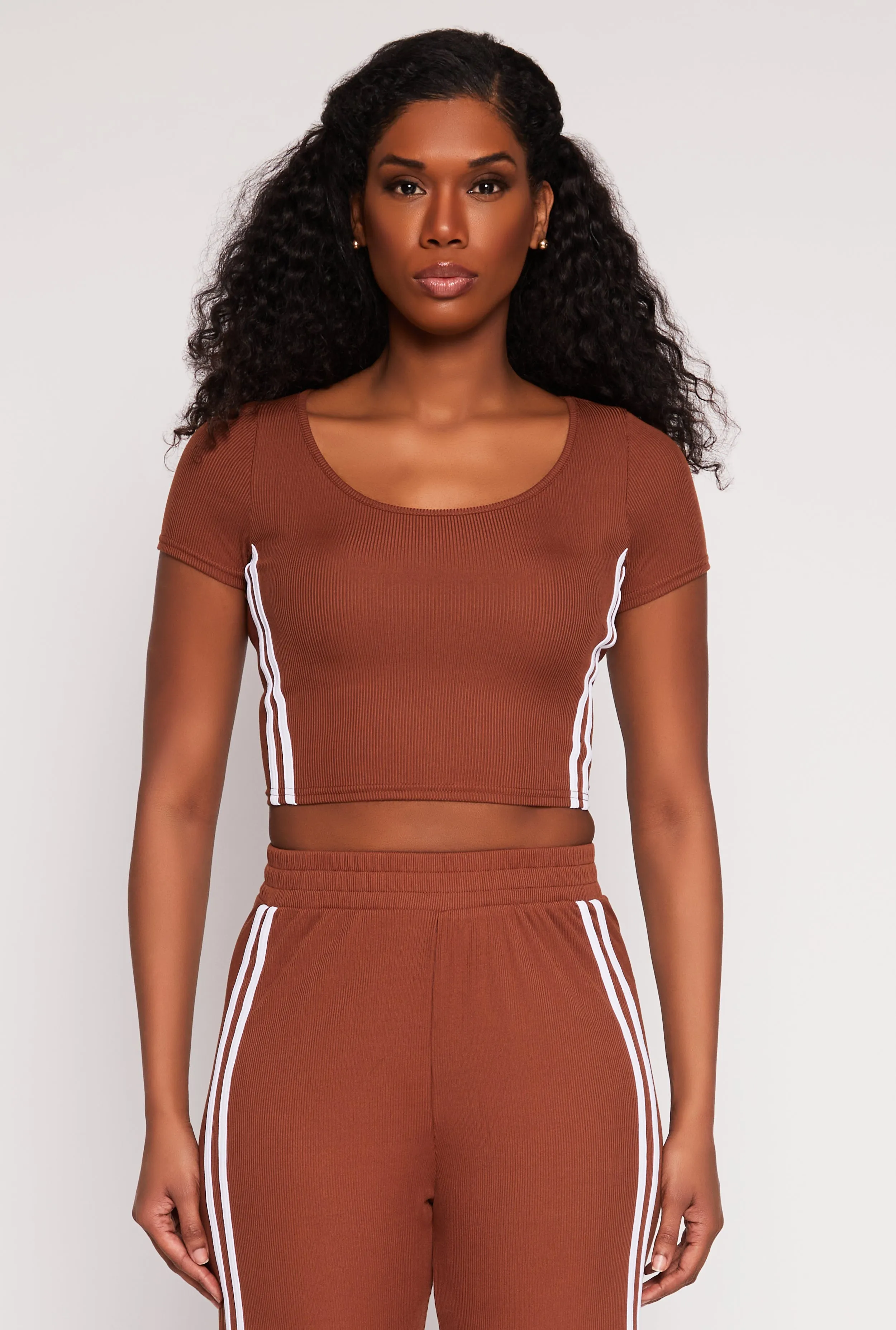 Varsity Stripe Short Sleeve Crop Top sold by Rainbow