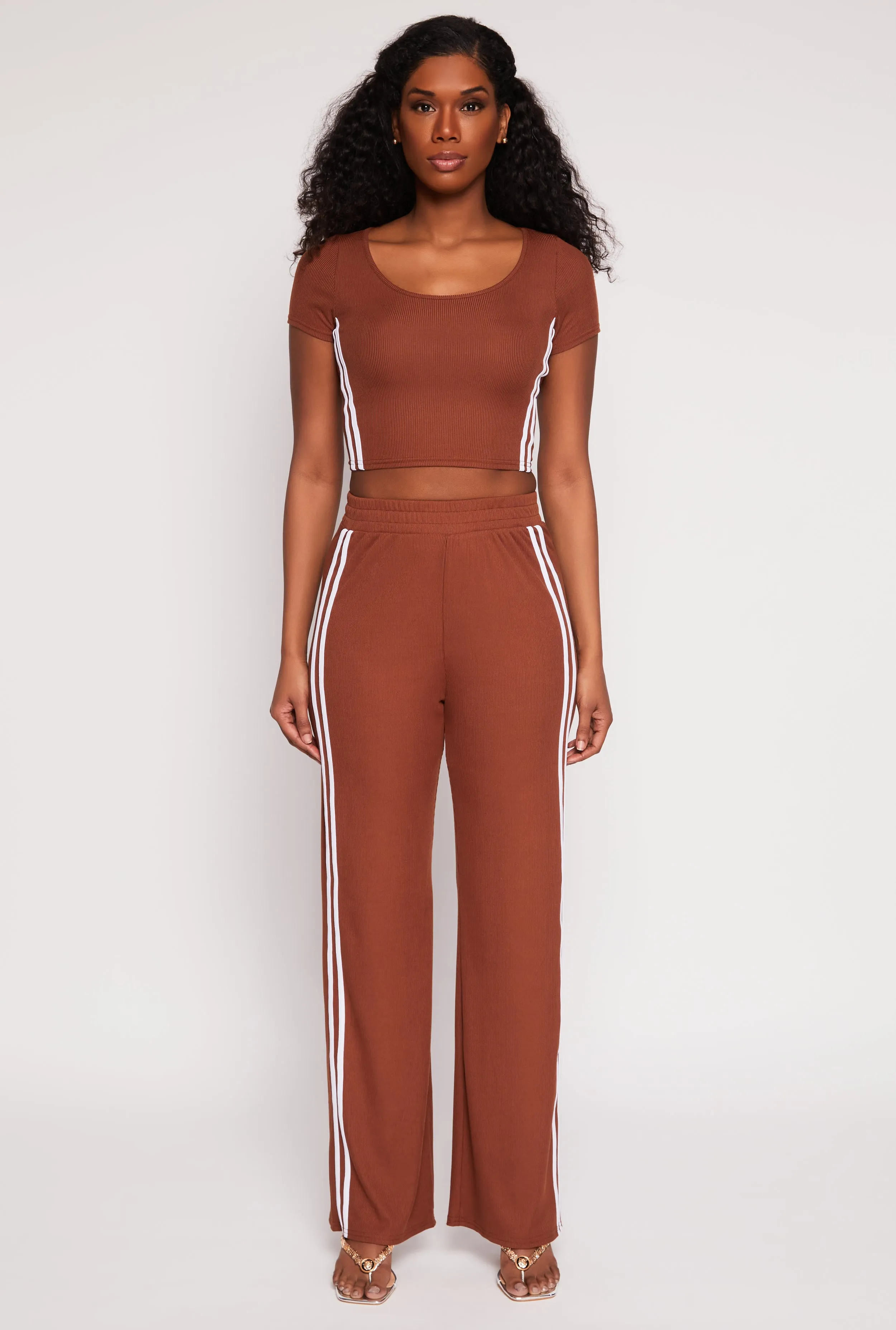 Varsity Stripe Short Sleeve Crop Top sold by Rainbow product image thumbnail 2