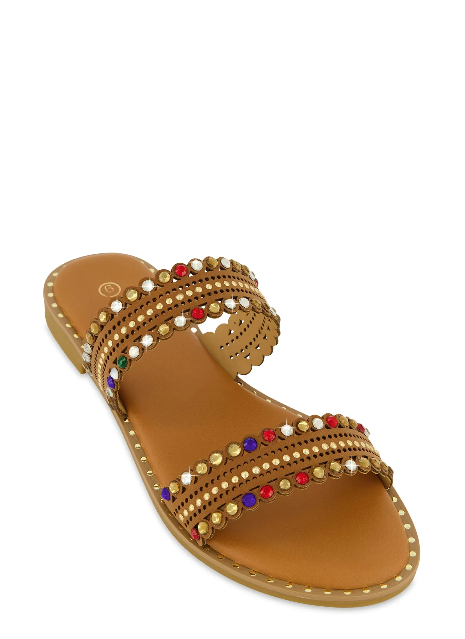 Studded Double Band Slide Sandals sold by Rainbow