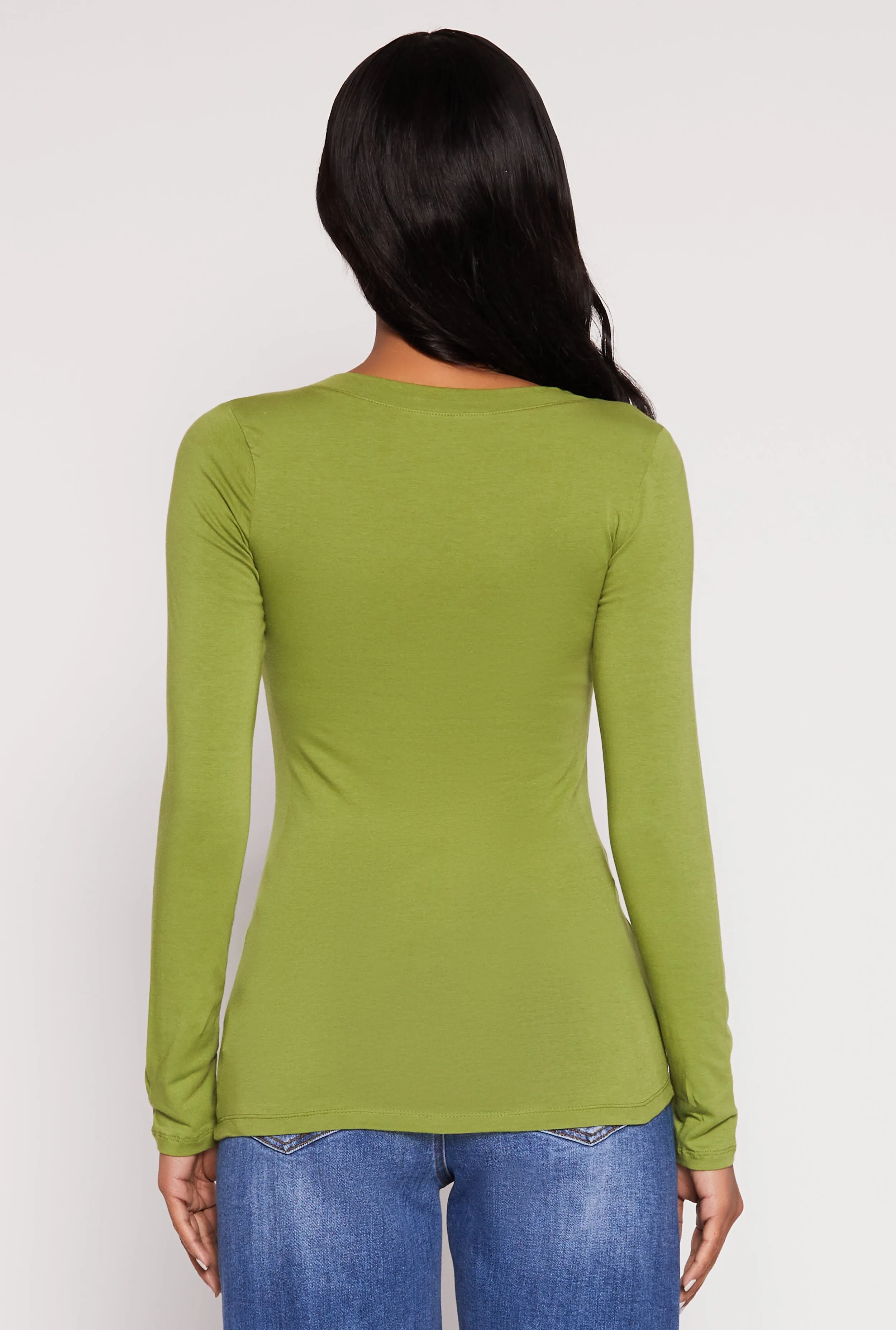 Basic Long Sleeve V Neck Tee sold by Rainbow product image thumbnail 5