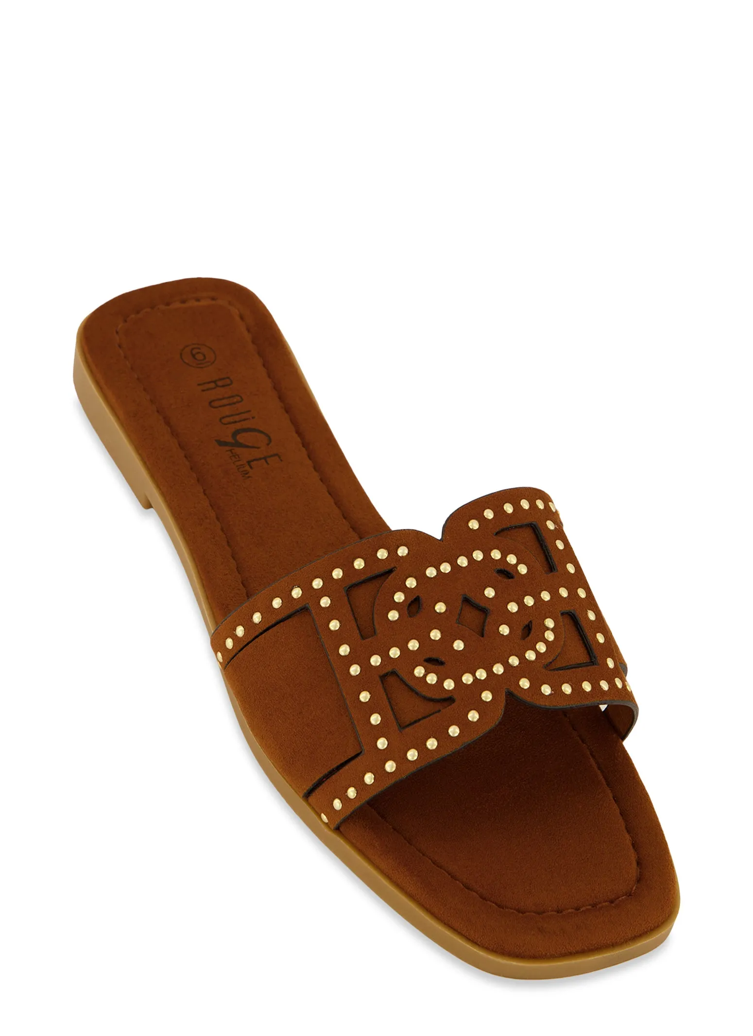 Studded Cut Out Band Slide Sandals sold by Rainbow