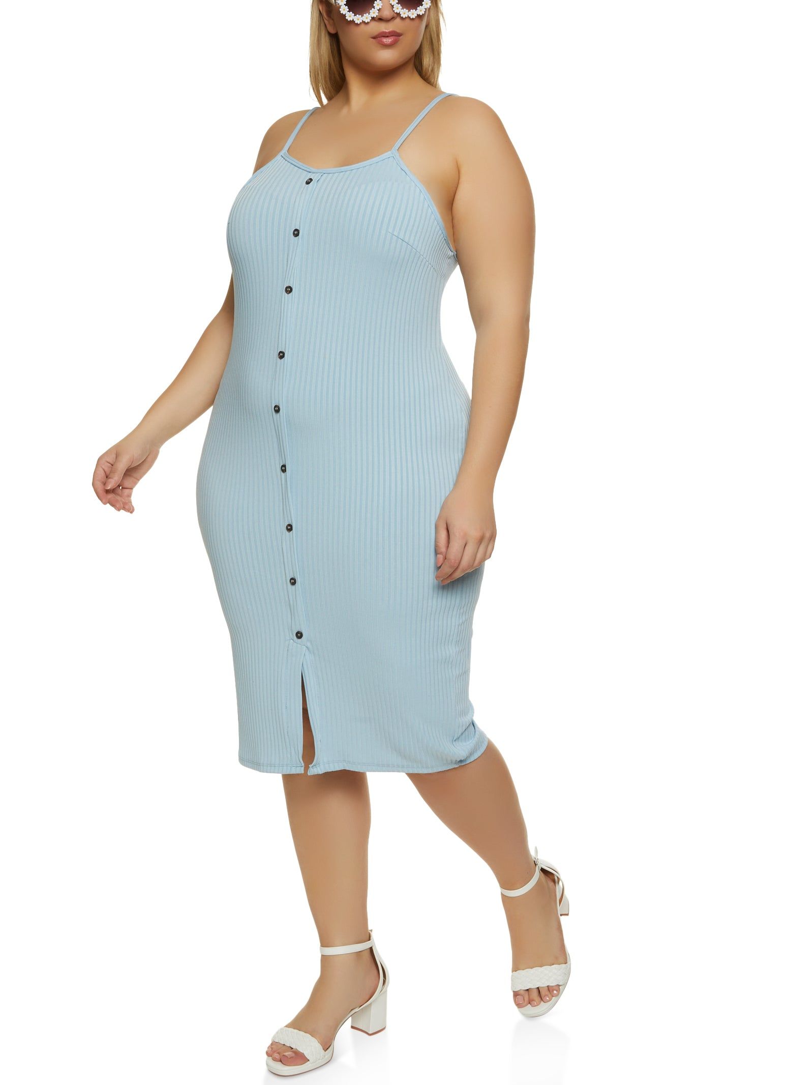 Plus Size Ribbed Button Front Dress sold by Rainbow product image thumbnail 2