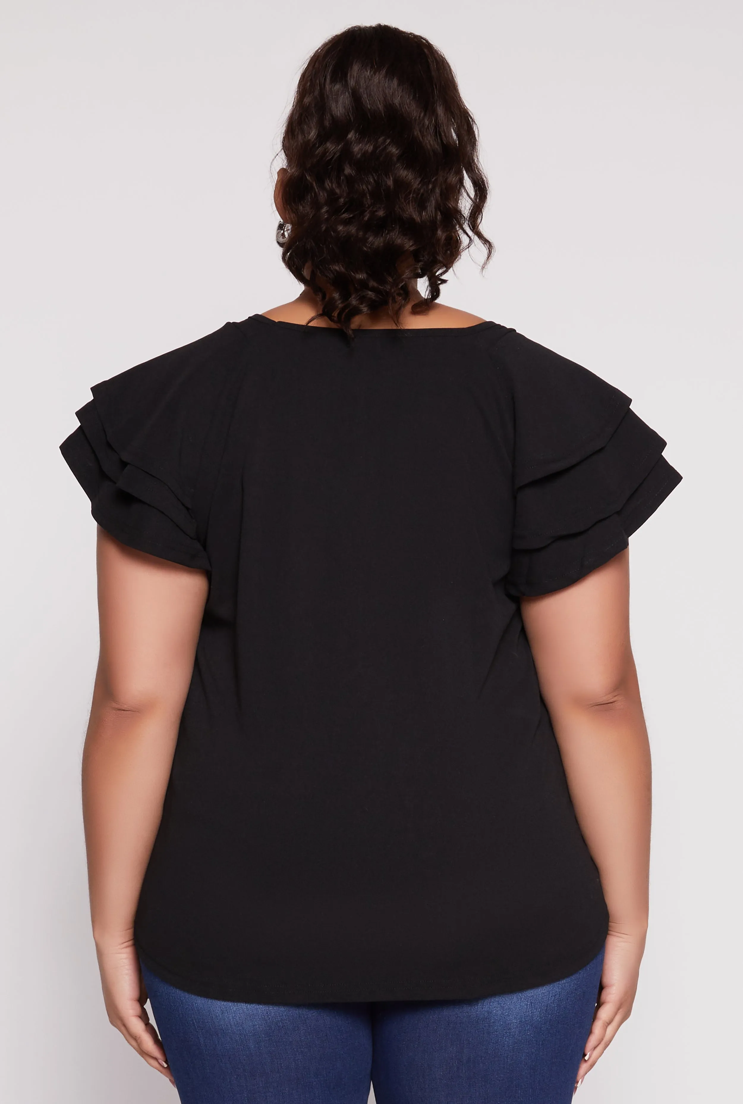 Plus Size Tiered Flutter Sleeve Blouse sold by Rainbow product image thumbnail 5