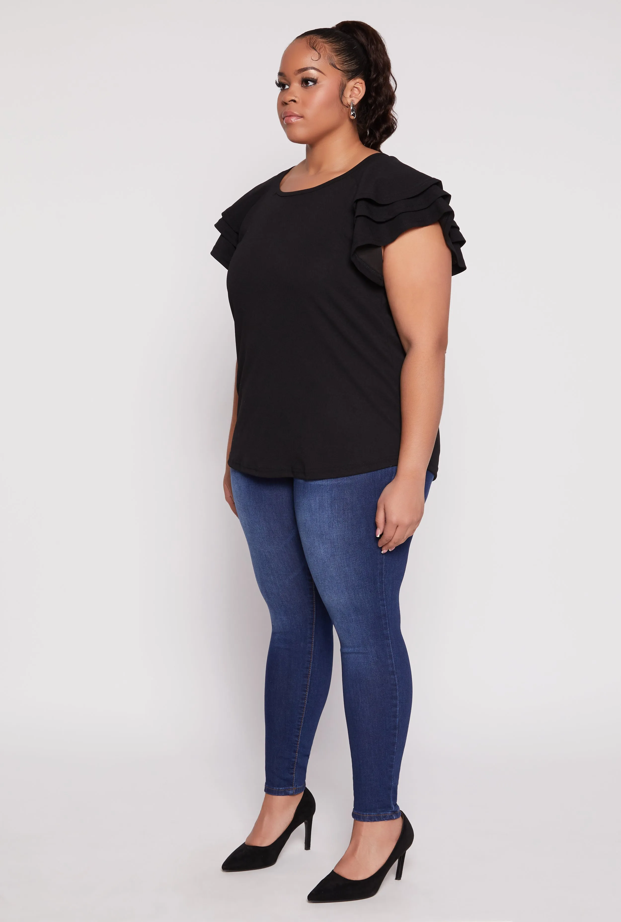 Plus Size Tiered Flutter Sleeve Blouse sold by Rainbow product image thumbnail 3