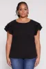 Plus Size Tiered Flutter Sleeve Blouse sold by Rainbow