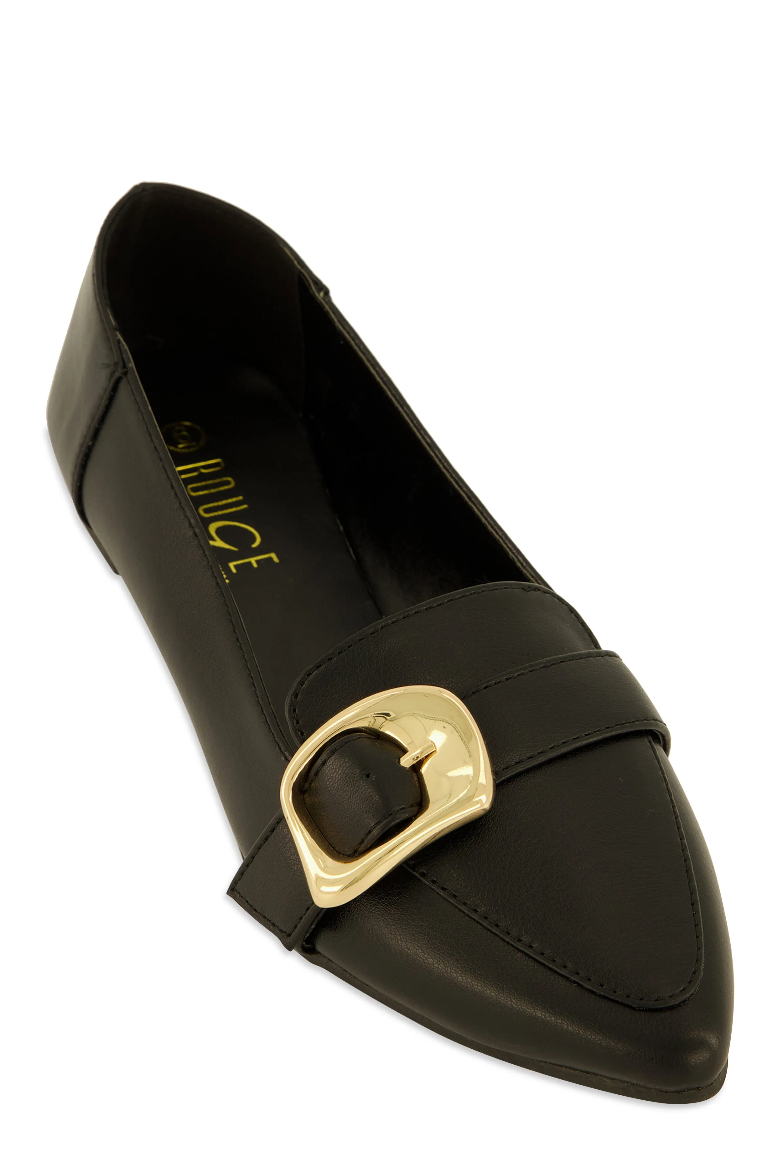 Metallic Buckle Pointed Toe Flats sold by Rainbow