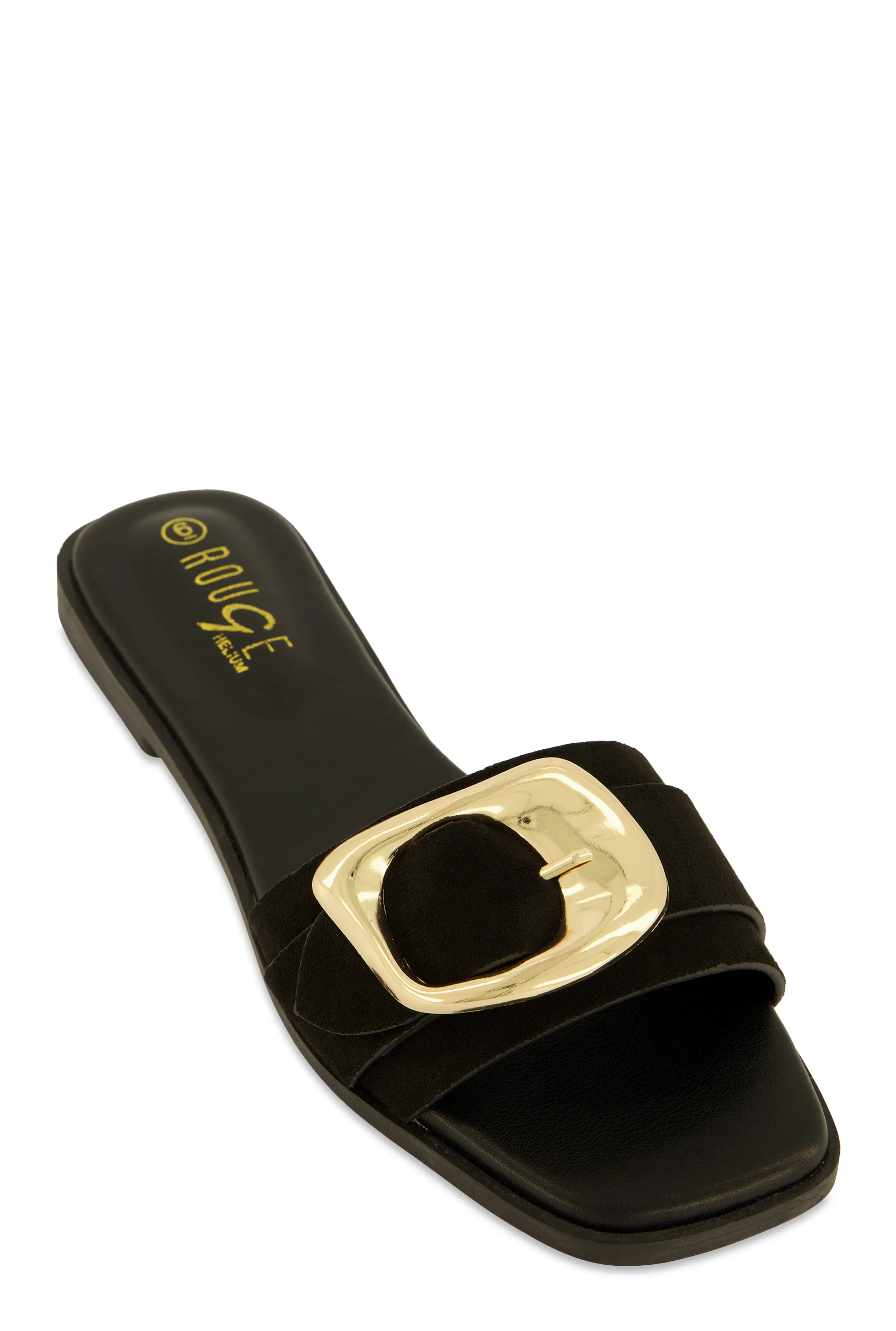 Metallic Buckle Band Slide Sandals sold by Rainbow