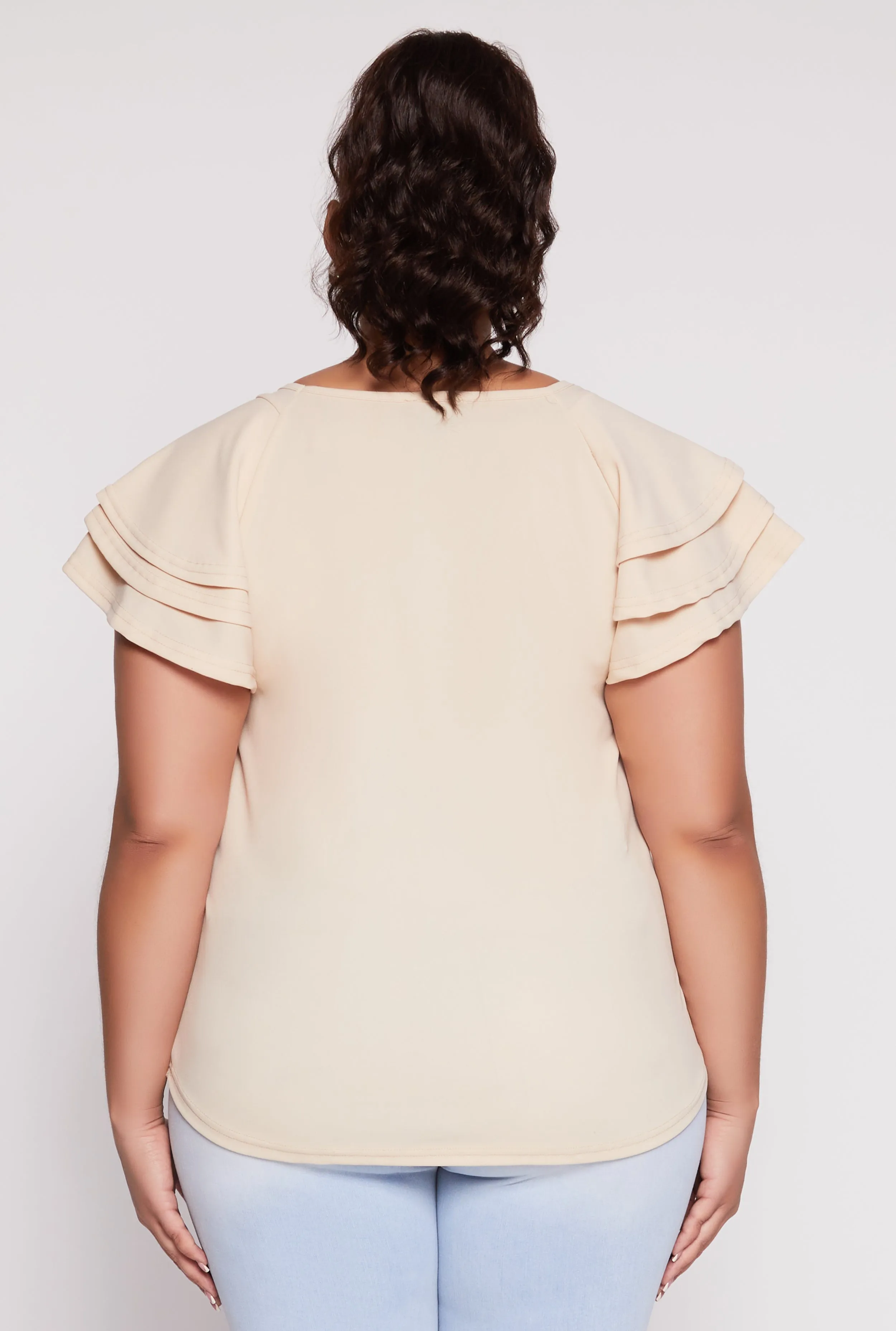 Plus Size Tiered Flutter Sleeve Blouse sold by Rainbow product image thumbnail 5