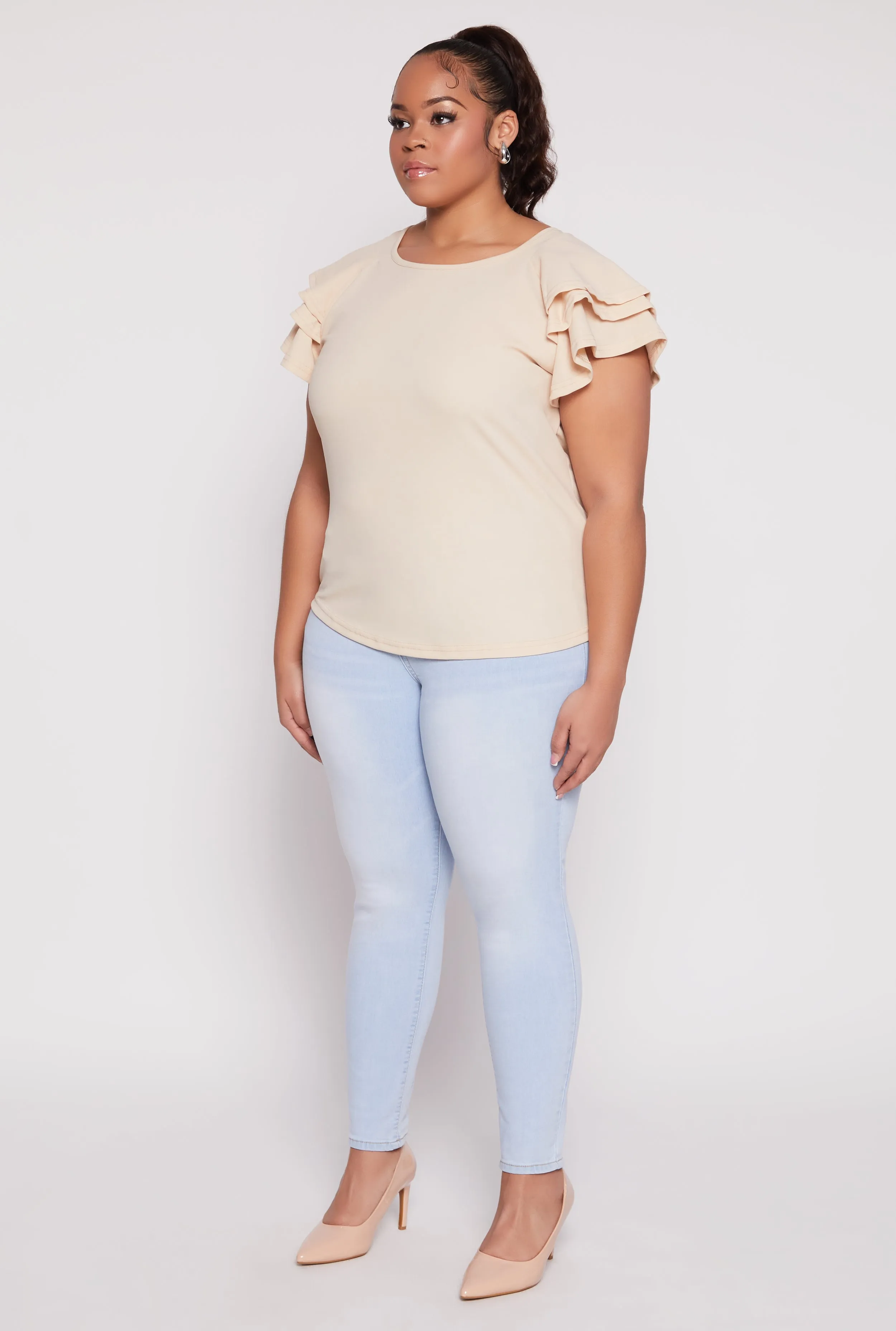 Plus Size Tiered Flutter Sleeve Blouse sold by Rainbow product image thumbnail 3